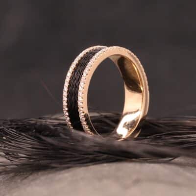 rosegold ring mit brillanten und gewebten pferdehaar schmuckgarten