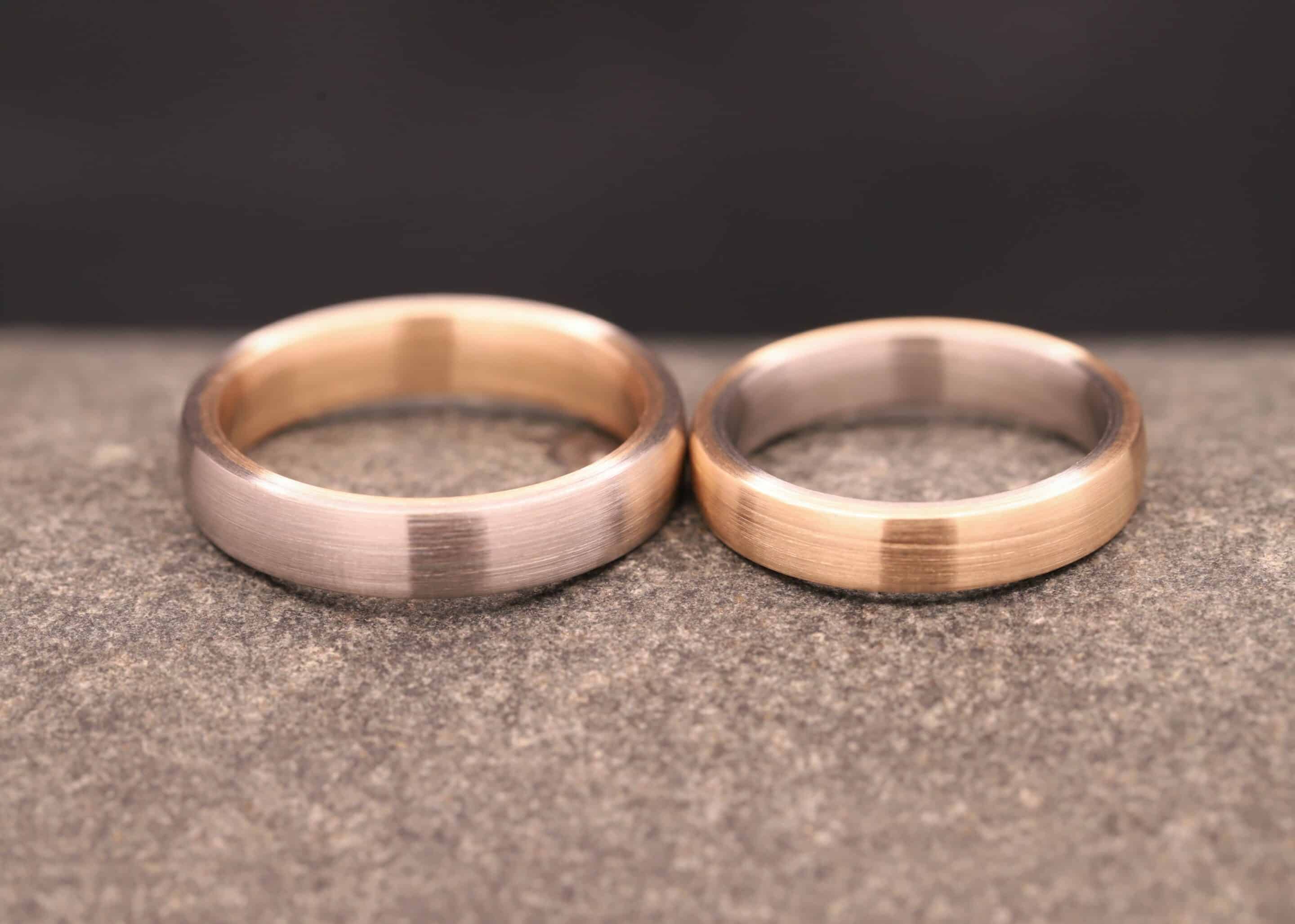 zweifarbige eheringe aus gold steckloetringe aus dem schmuckgarten