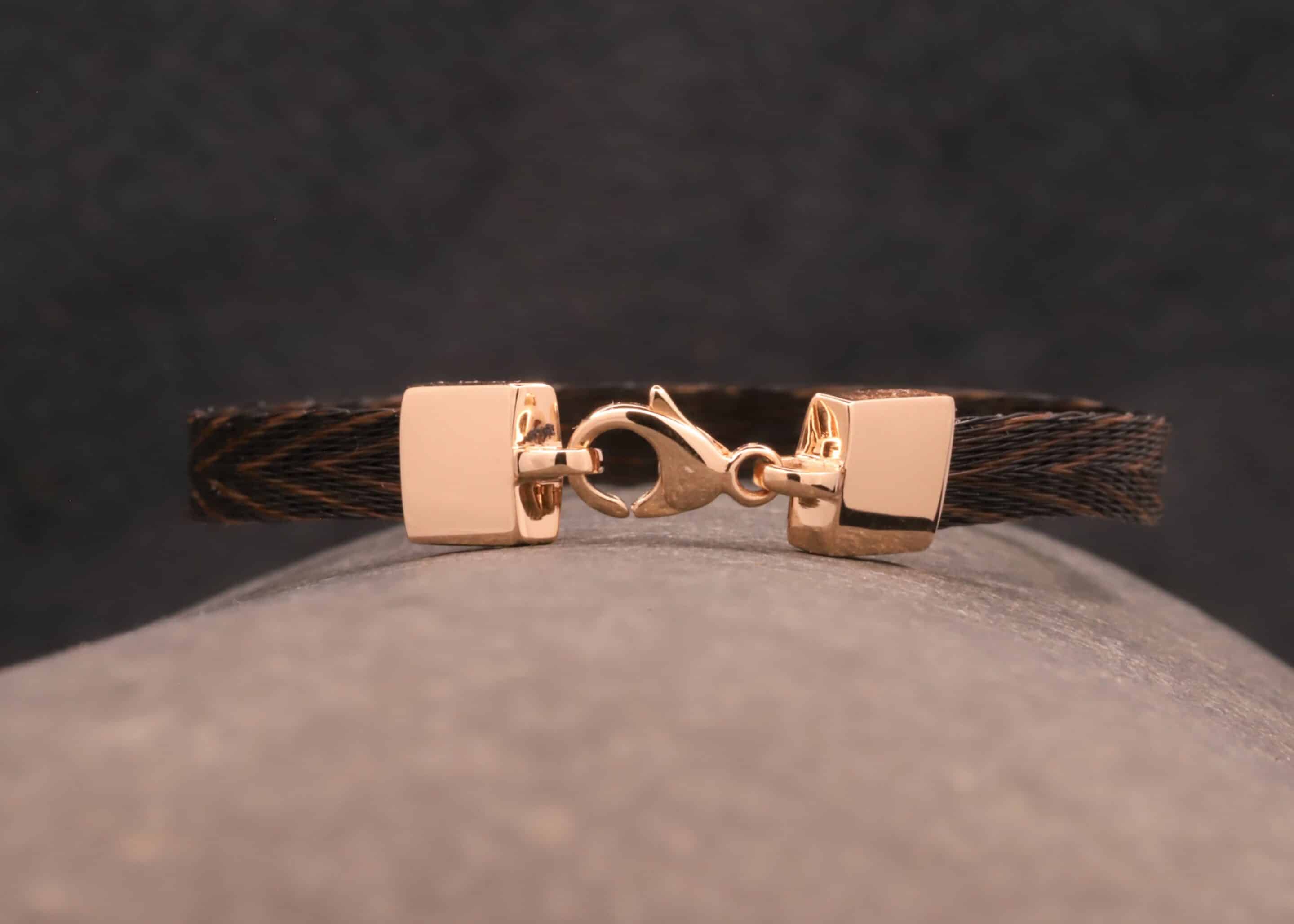 Pferdehaararmband 585er Rosegold 6mm breit – Bild 5