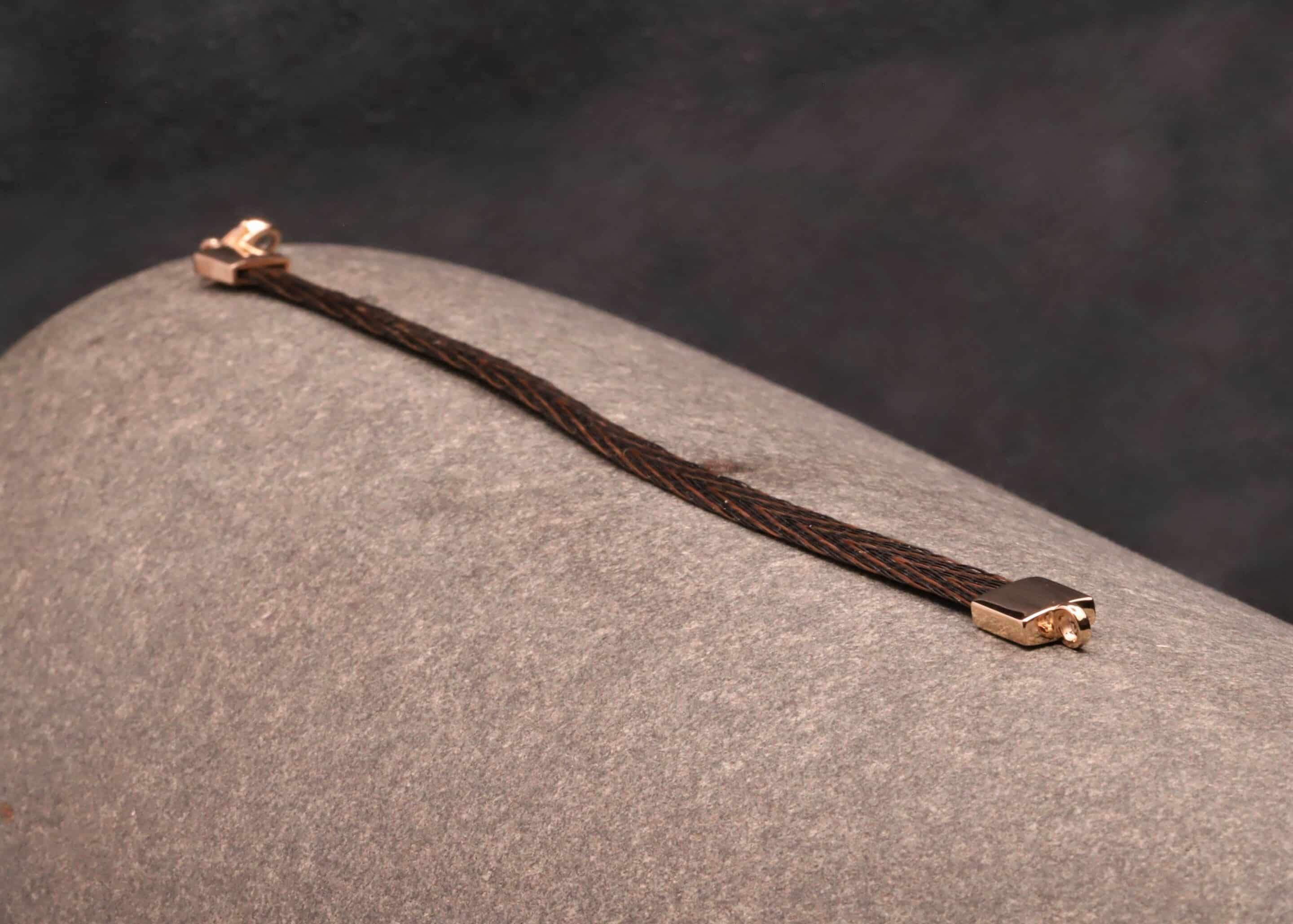 Pferdehaararmband 585er Rosegold 6mm breit – Bild 6