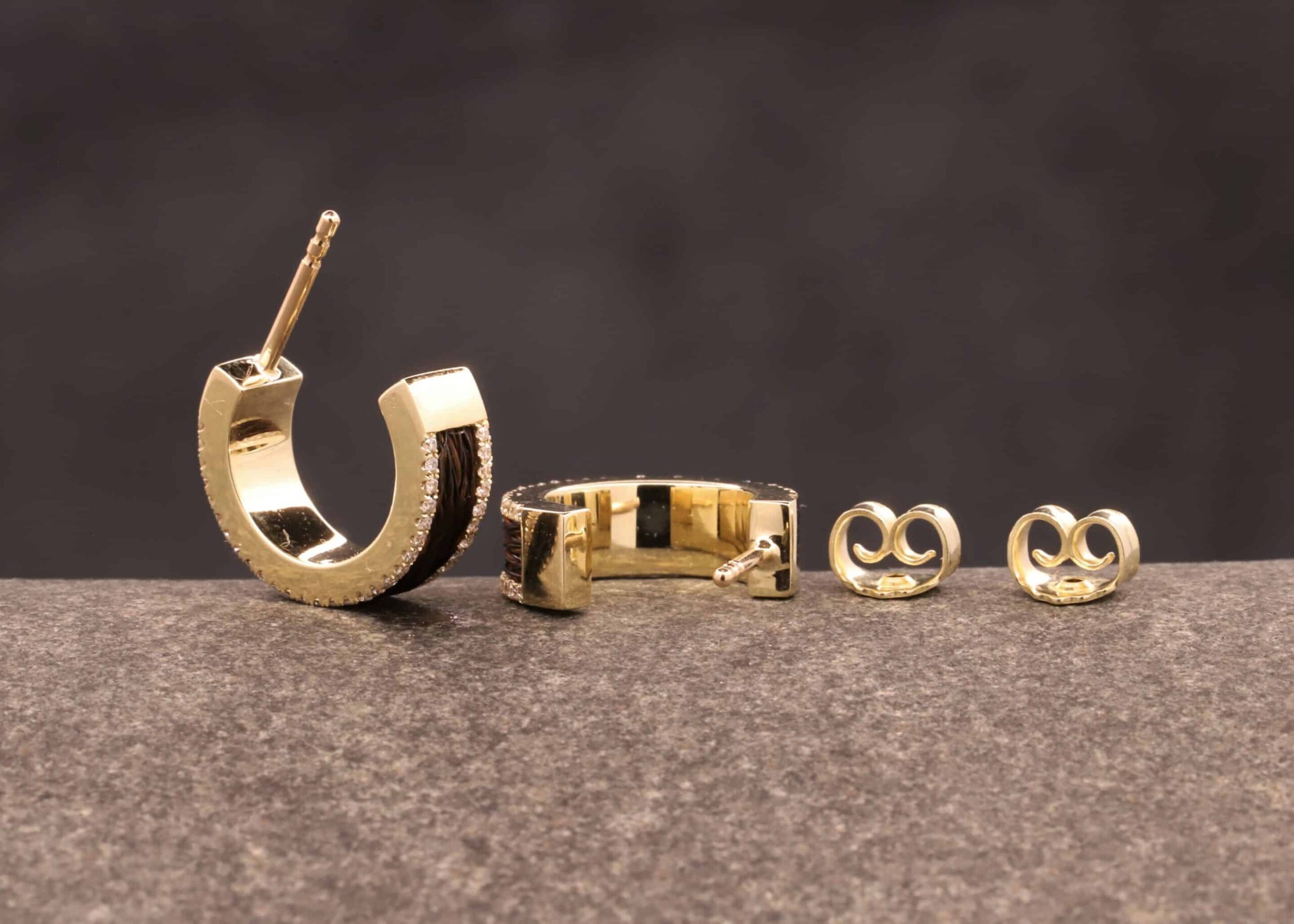 gelbgold creolen mit gewebten pferdehaar und brillanten schmuckgarten