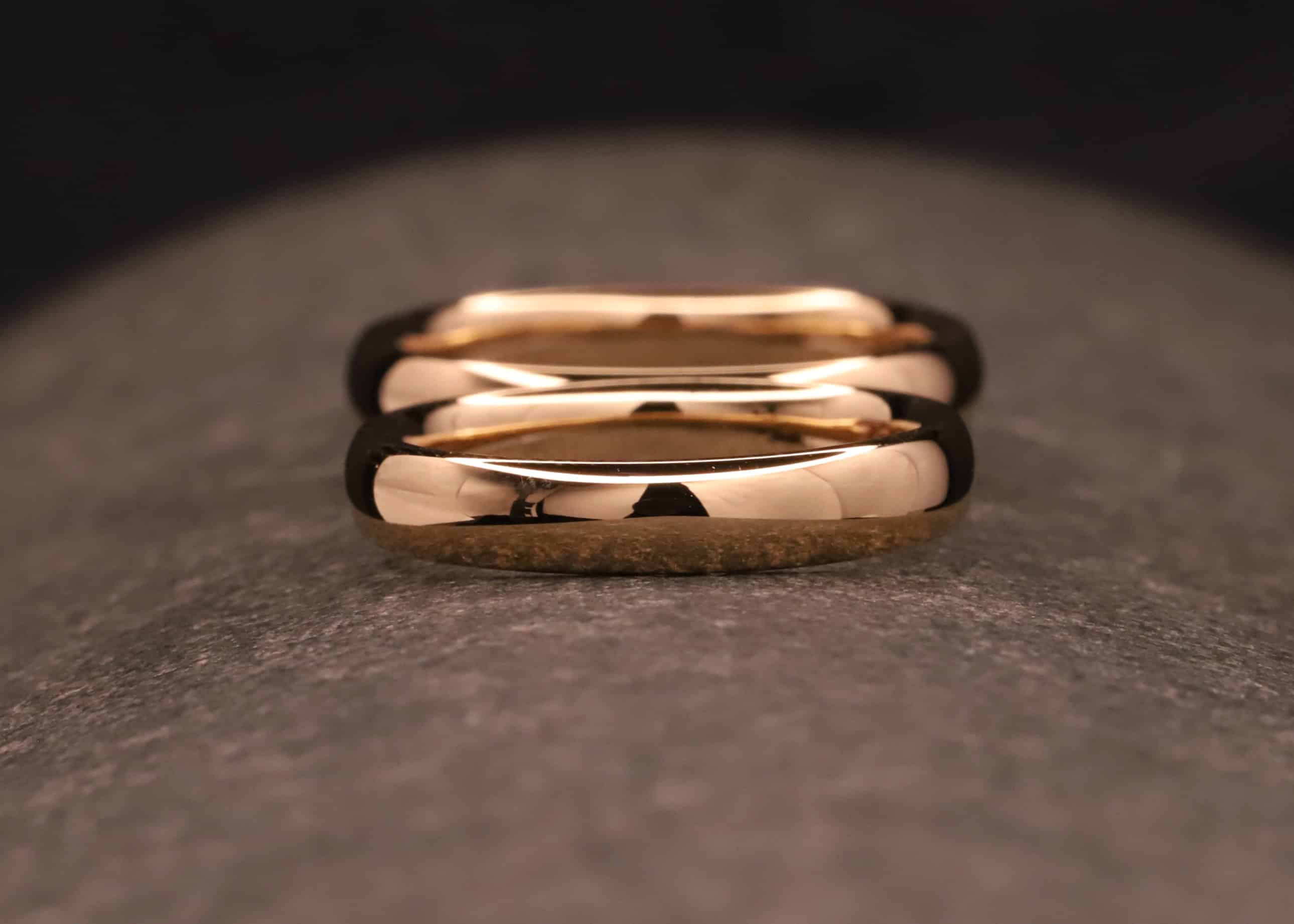 trauringe entstanden im schmuckgarten während des trauringkurses - gold ringe poliert