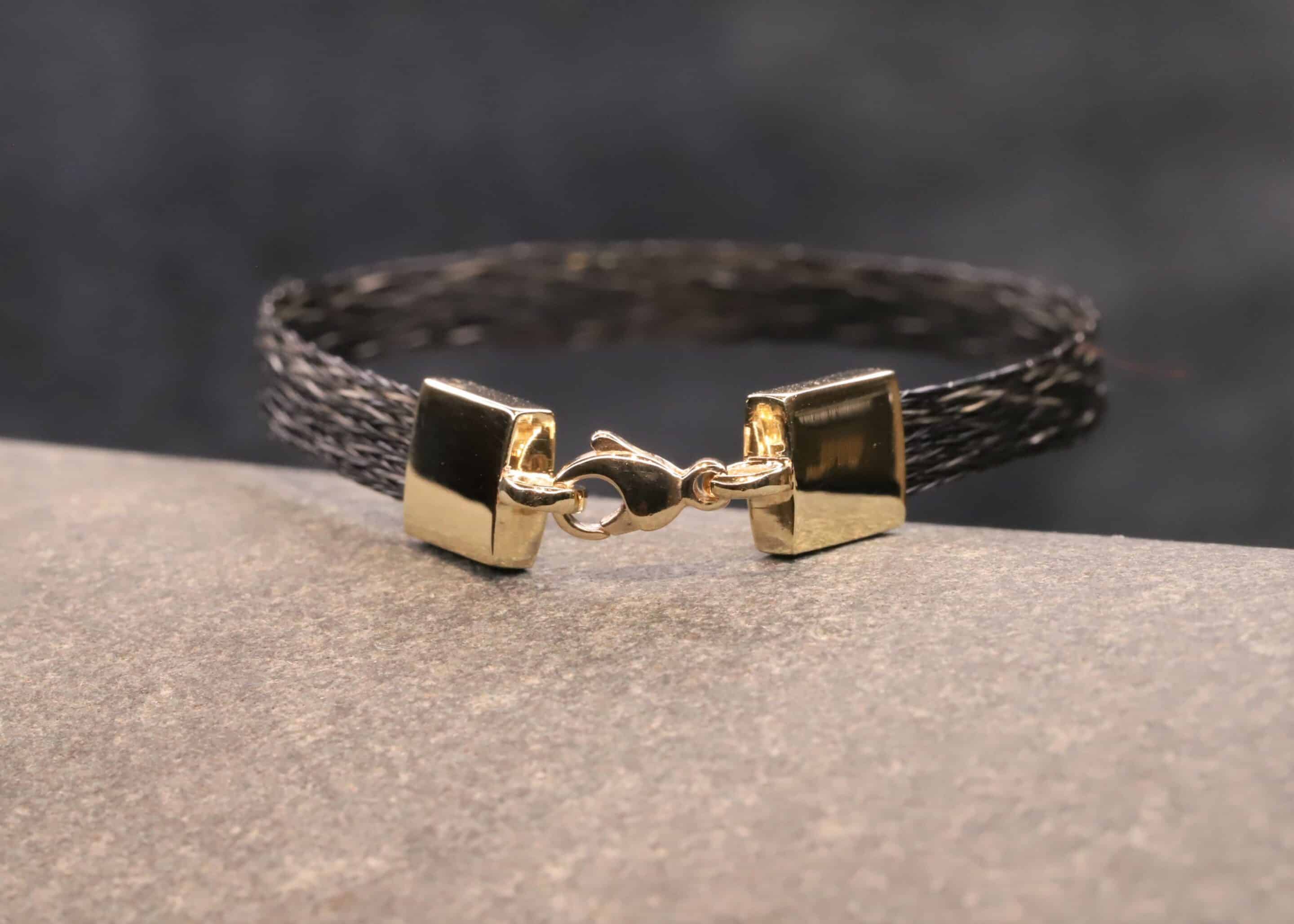 armband aus gewebten pferde haar und gold verschluss - schmuckgarten