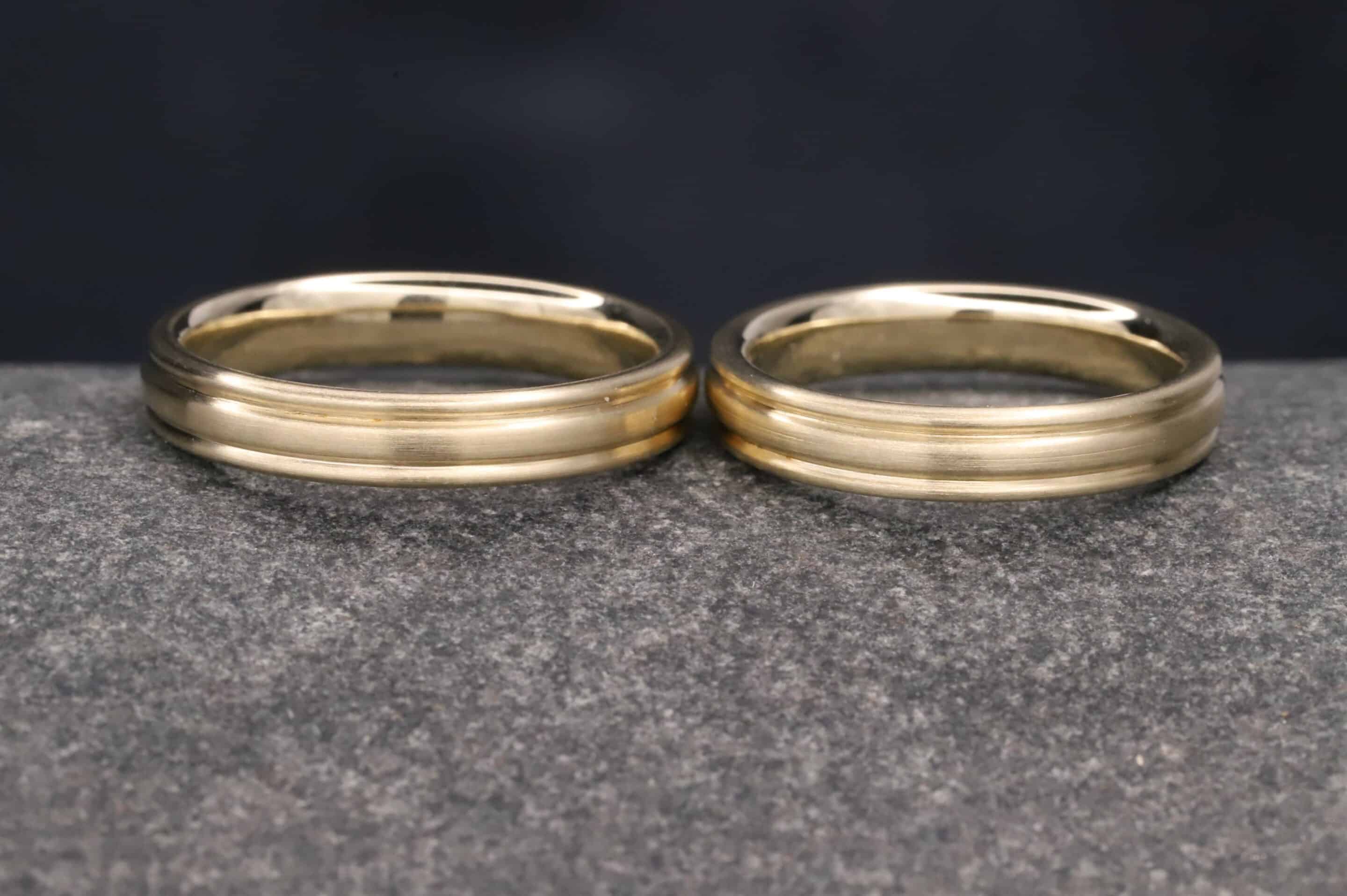 ehe ringe in gelb gold profiliert angefertigt im schmuckgarten in stolberg bei aachen