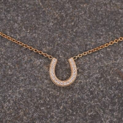 Hufeisen Collier in 585er Rosegold mit Brillanten