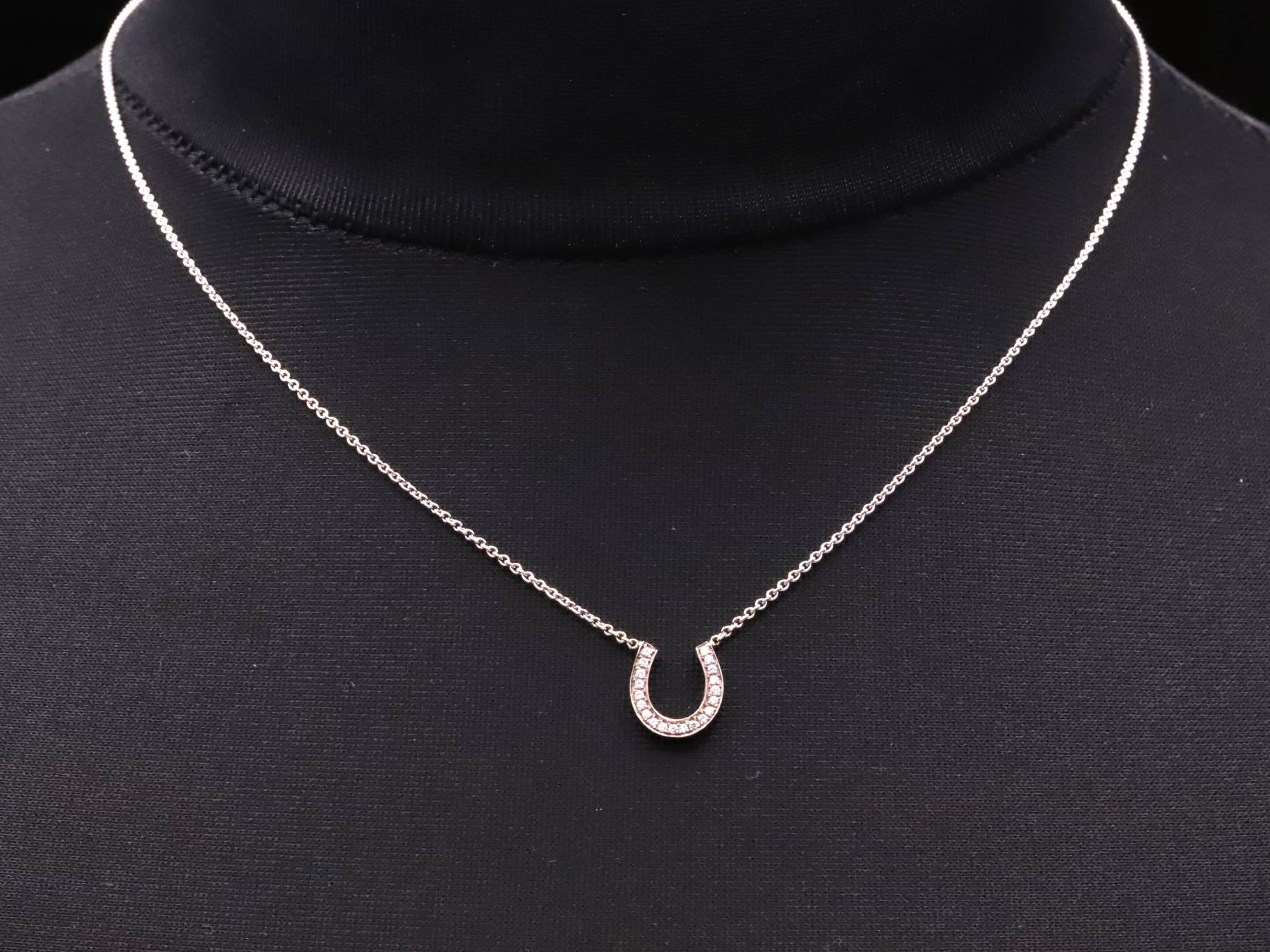Hufeisen Collier in 585er Graugold mit Brillanten – Bild 3