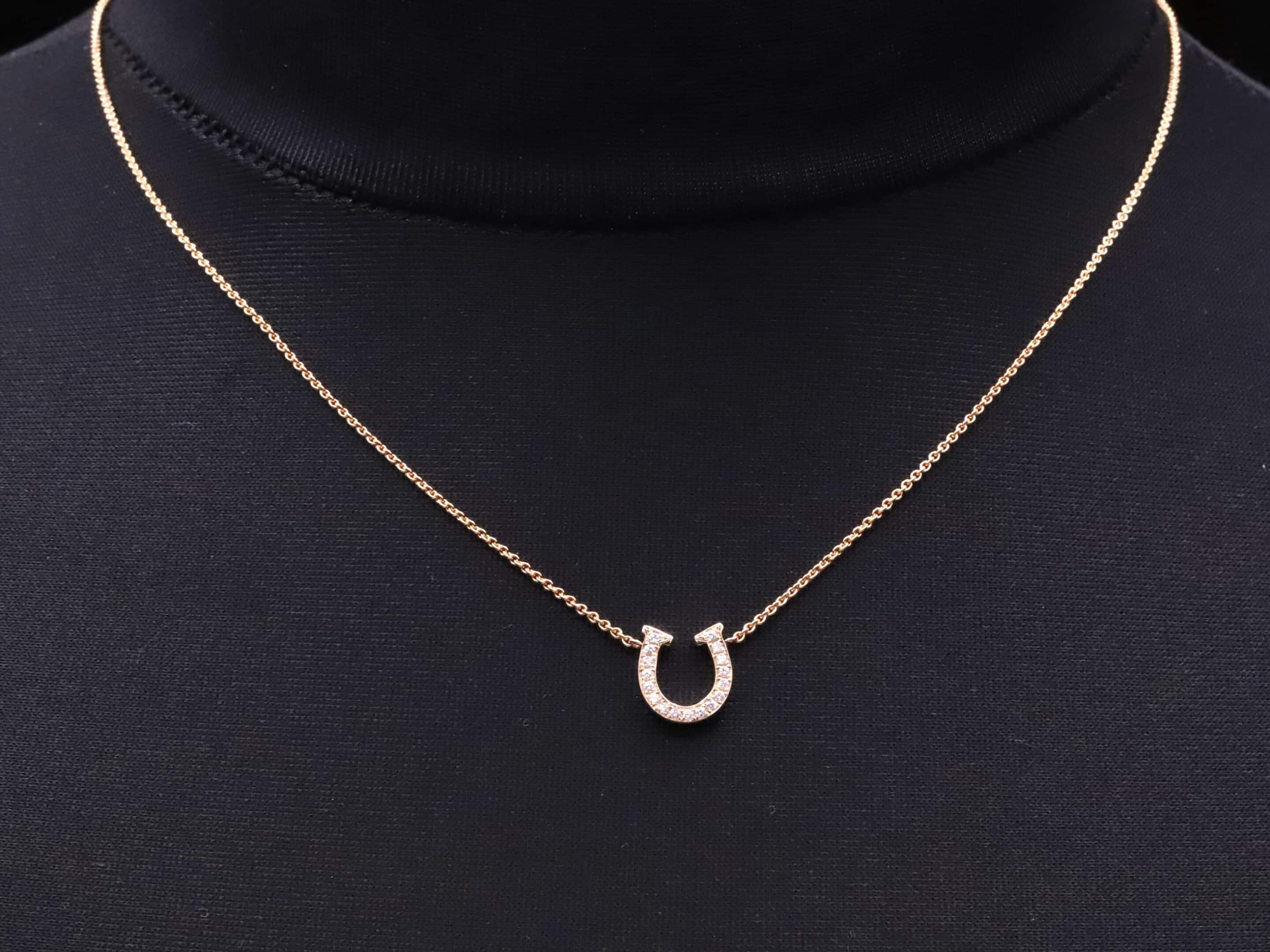 Hufeisen Collier in 585er Rosegold mit Brillanten – Bild 6
