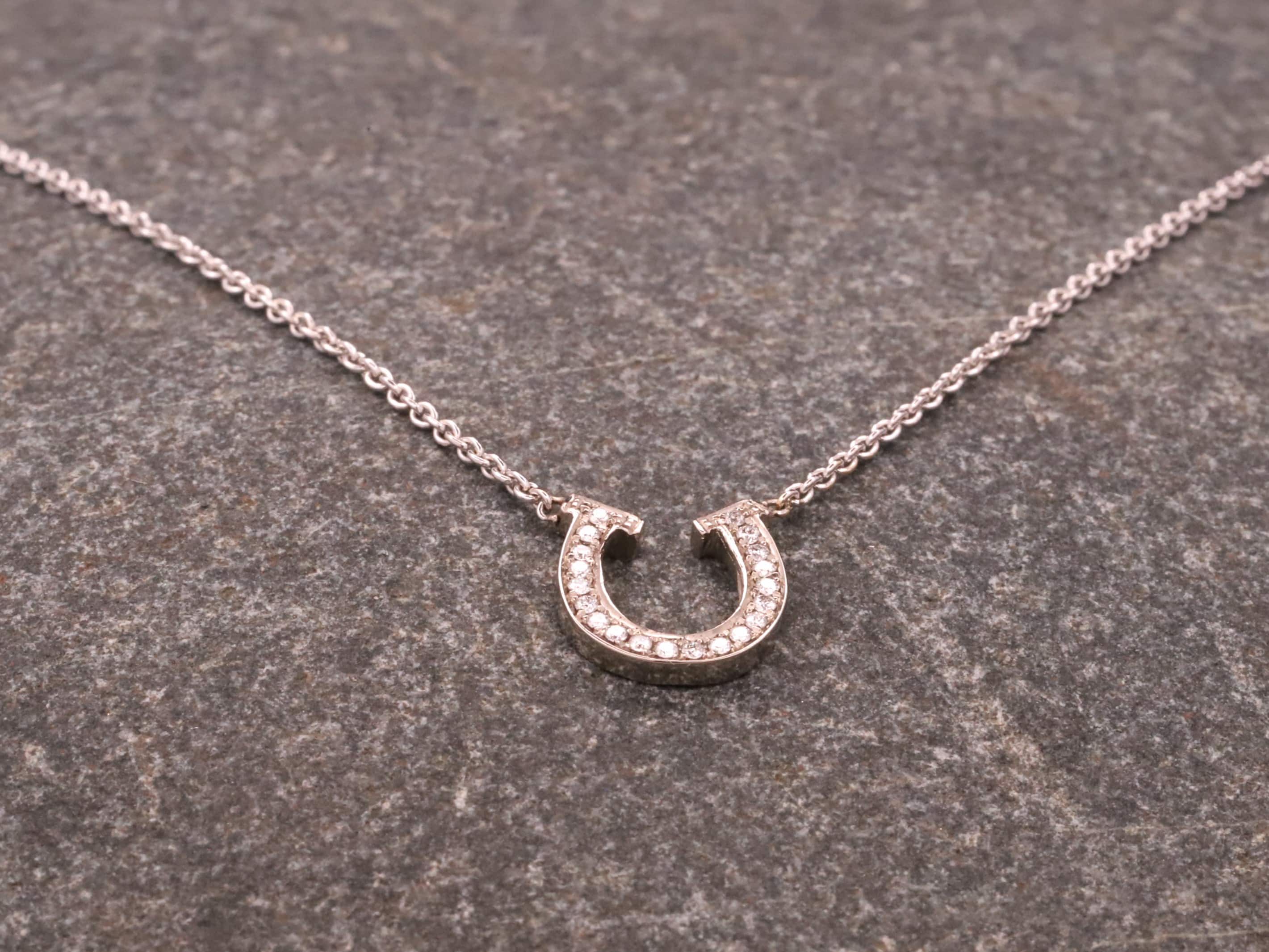 Hufeisen Collier in 585er Graugold mit Brillanten – Bild 7