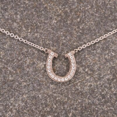 Hufeisen Collier in 585er Graugold mit Brillanten