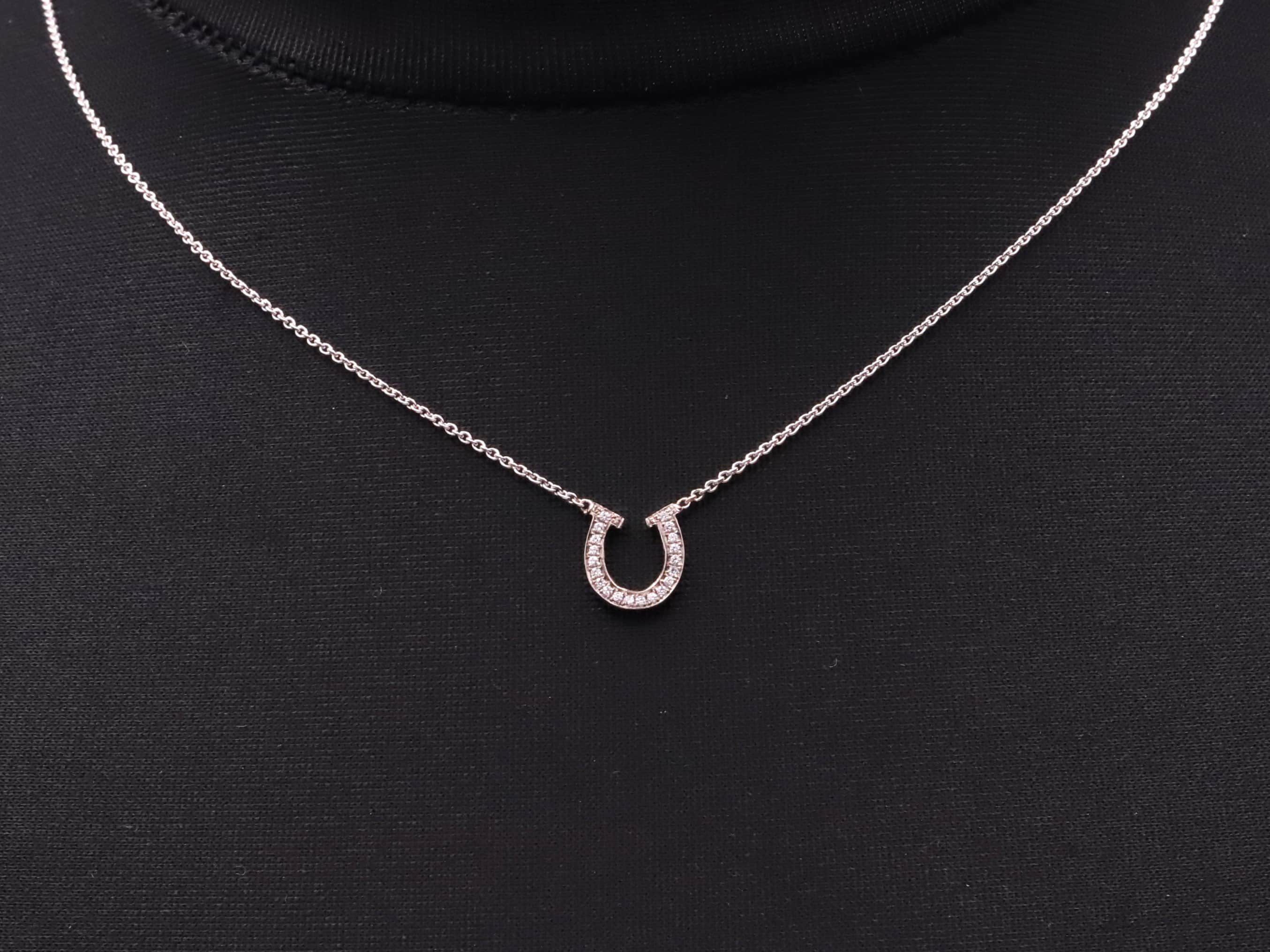 Hufeisen Collier in 585er Graugold mit Brillanten – Bild 6