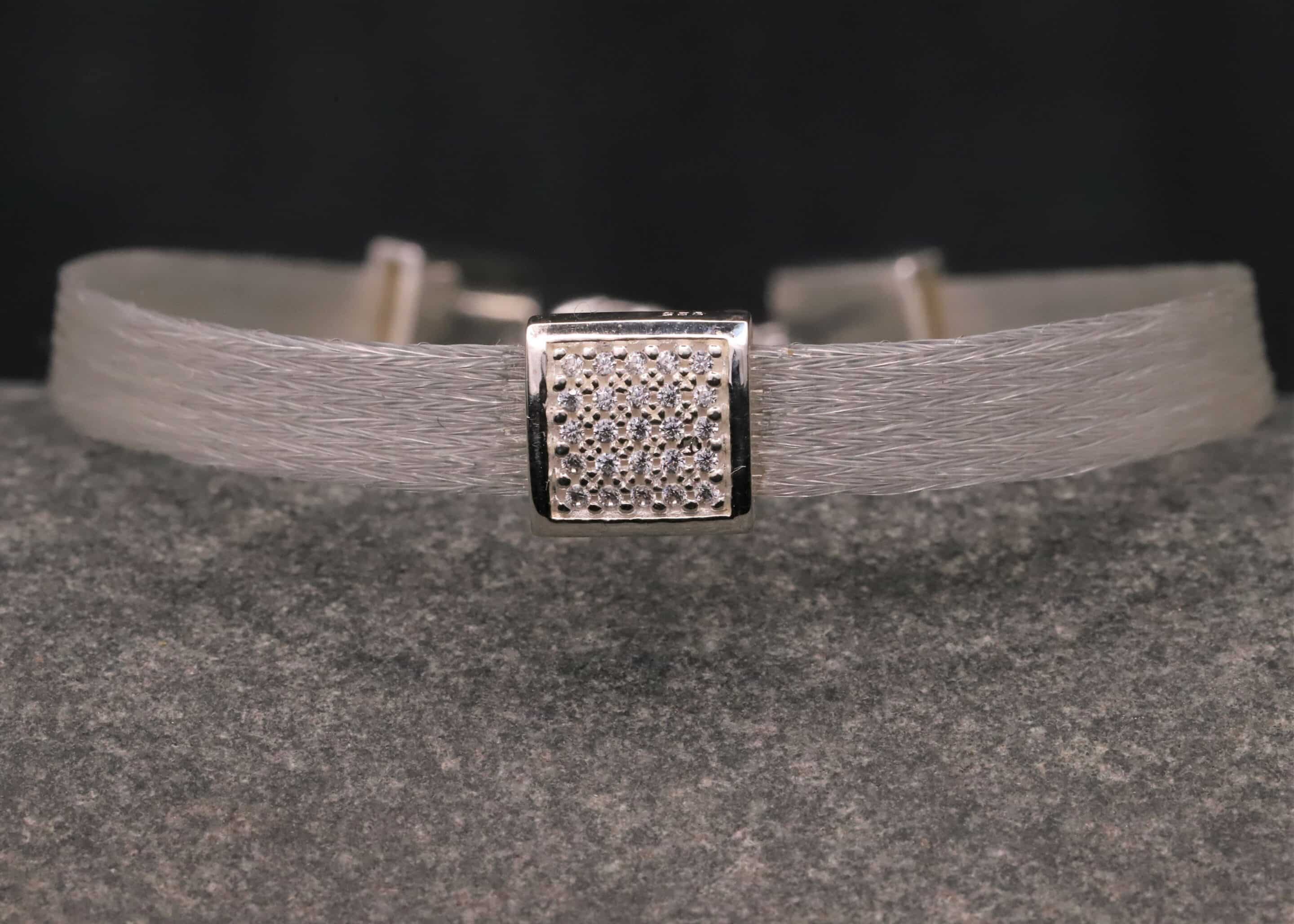Pferdehaararmband 925er Silber mit Zirkonia 6mm breit – Bild 2