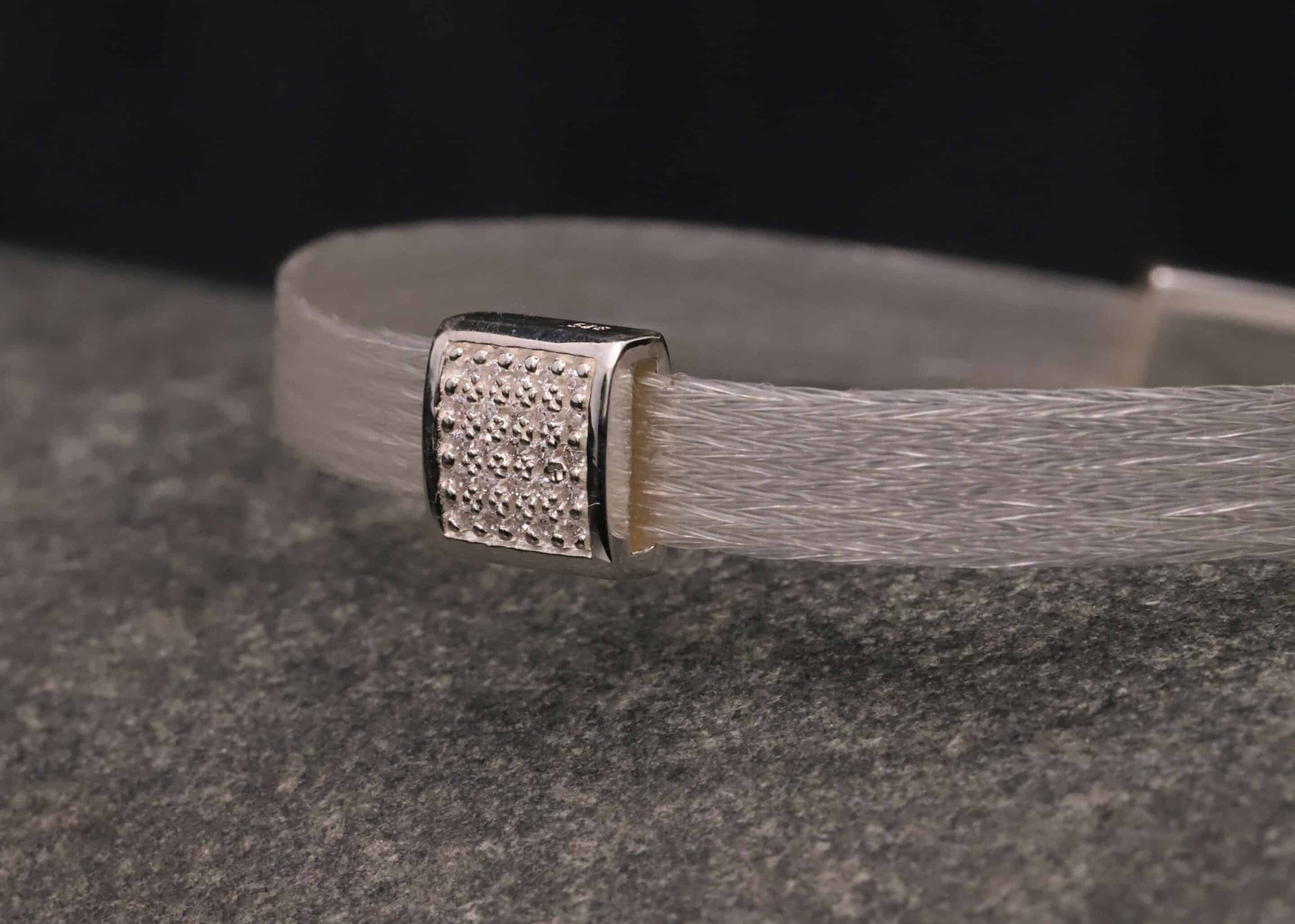 Pferdehaararmband 925er Silber mit Zirkonia 6mm breit – Bild 5
