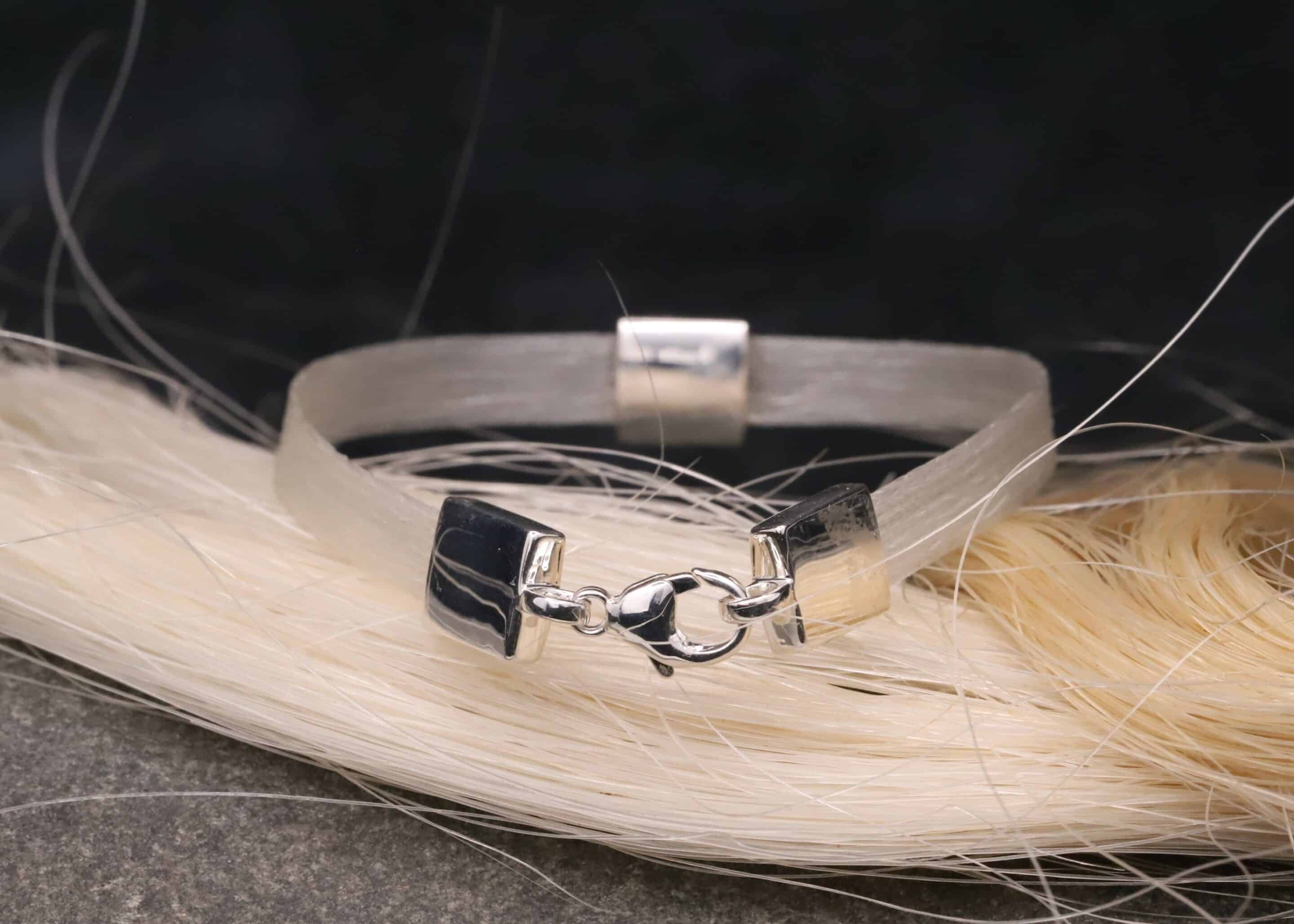 Pferdehaararmband 925er Silber mit Zirkonia 6mm breit – Bild 3