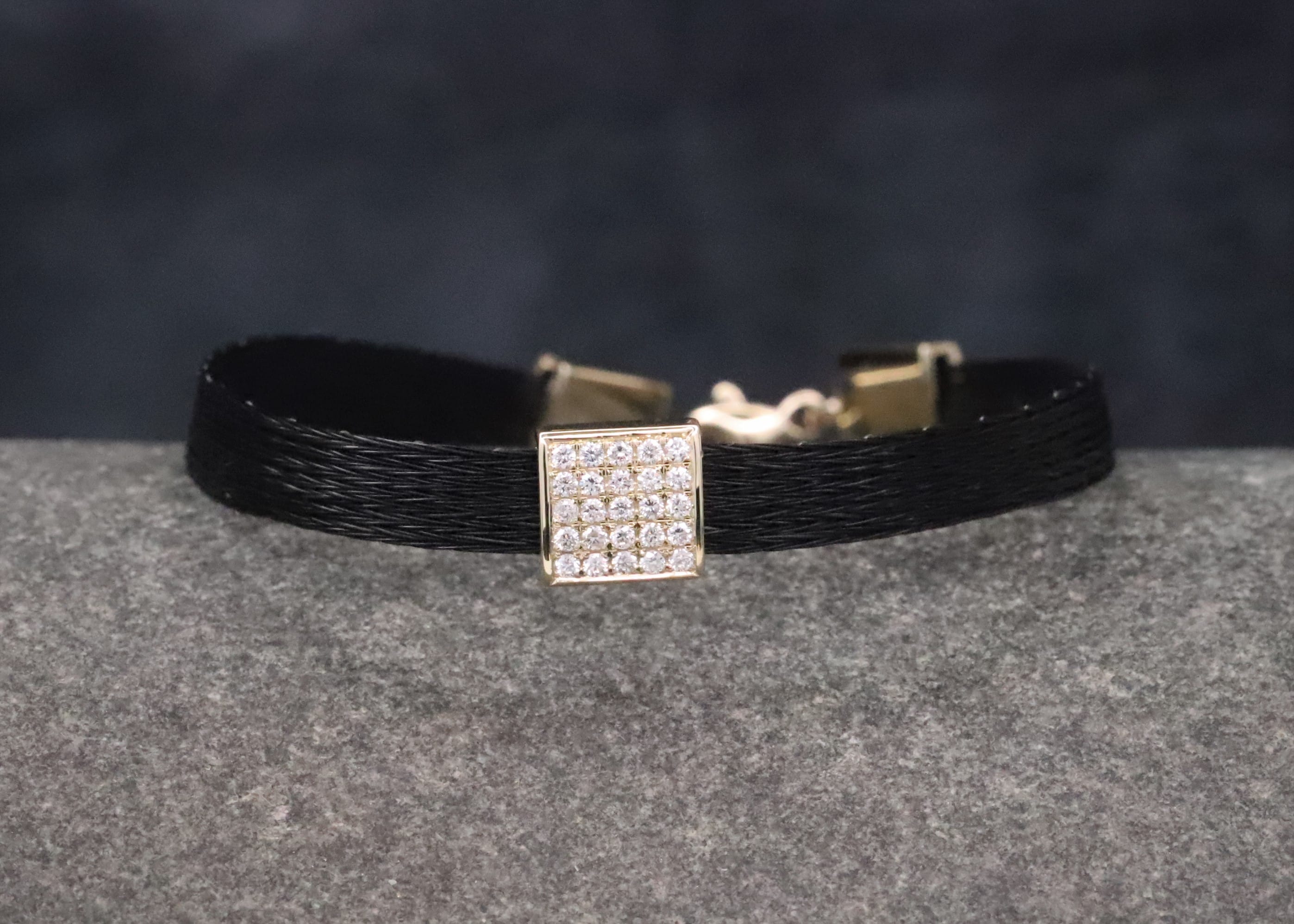 Pferdehaararmband 585er Gelbgold mit Brillanten 6mm breit