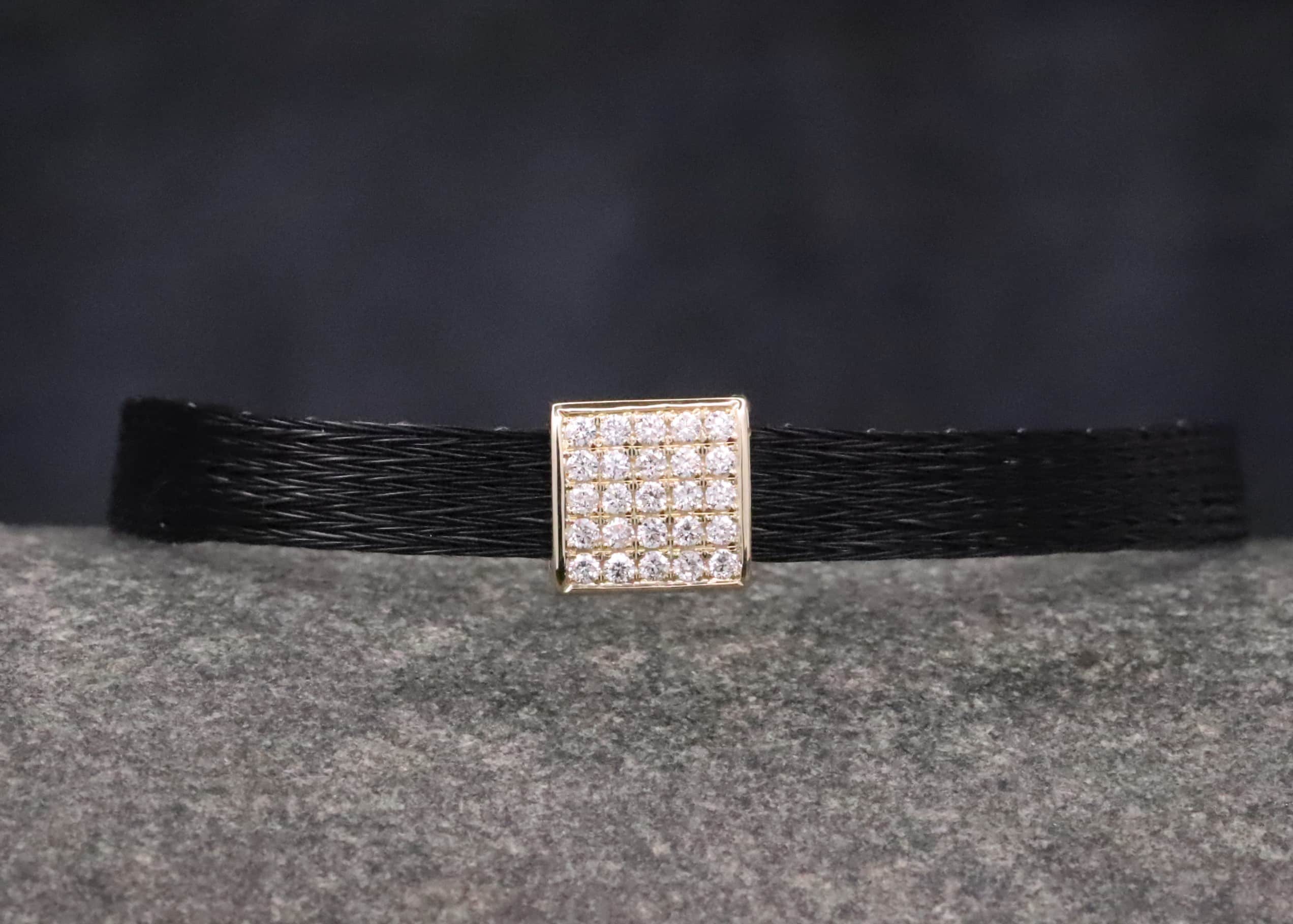 Pferdehaararmband 585er Gelbgold mit Brillanten 6mm breit – Bild 5