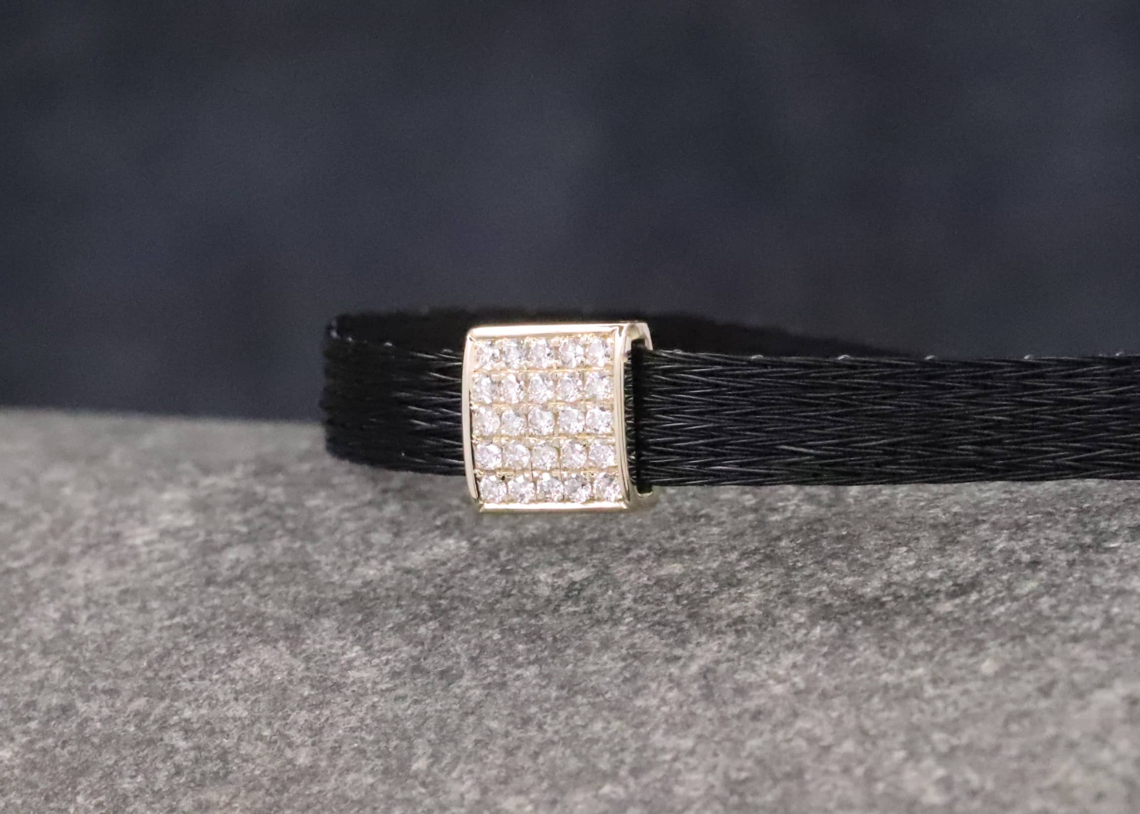 Pferdehaararmband 585er Gelbgold mit Brillanten 6mm breit – Bild 4