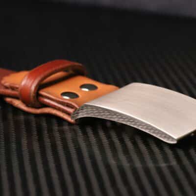 Gürtel mit Kuhglockenleder und einer Schließe in Silber, Riemenbreite 38mm