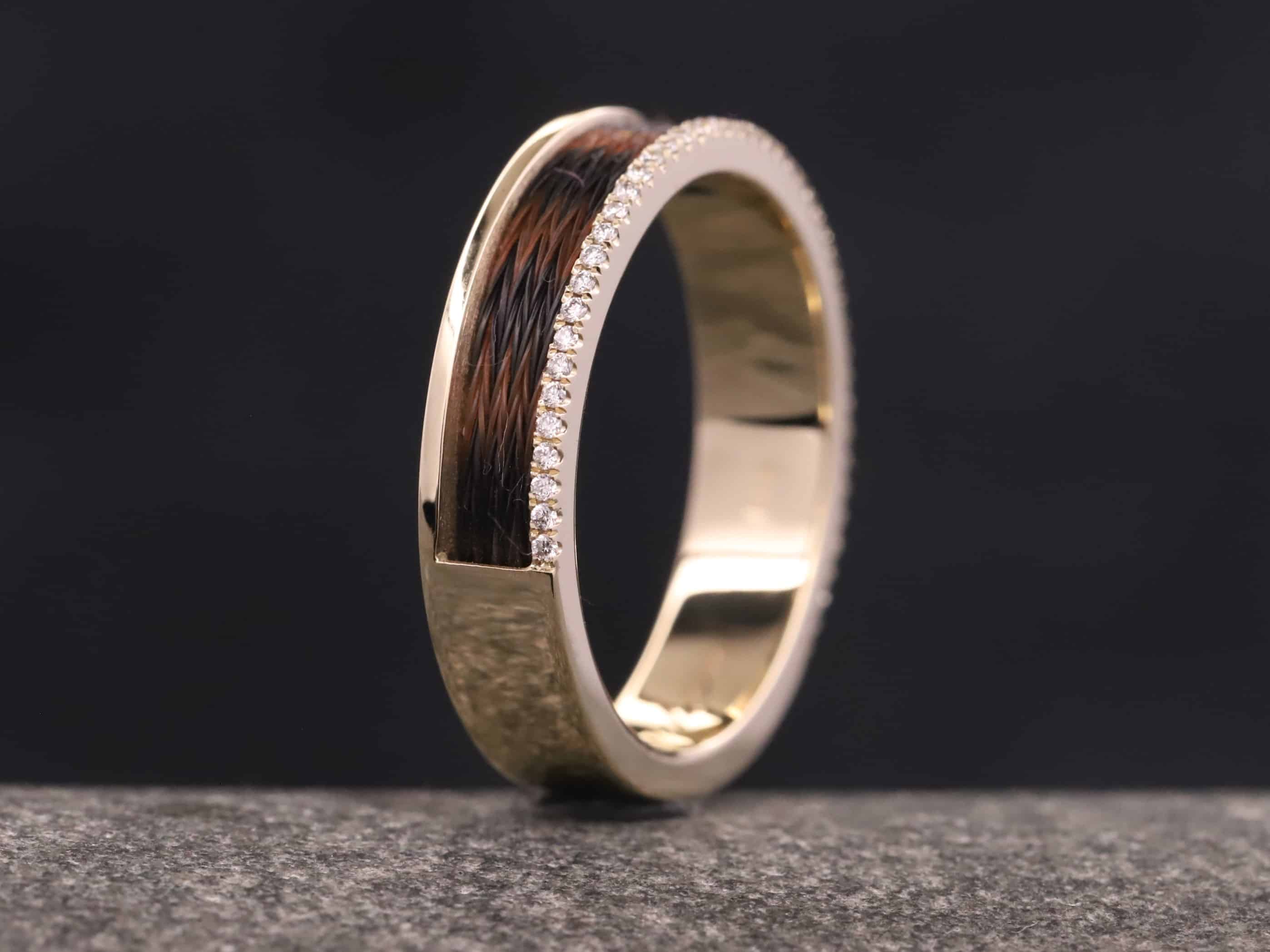 Pferdehaarring 585er Gelbgold mit Brillanten – Bild 7