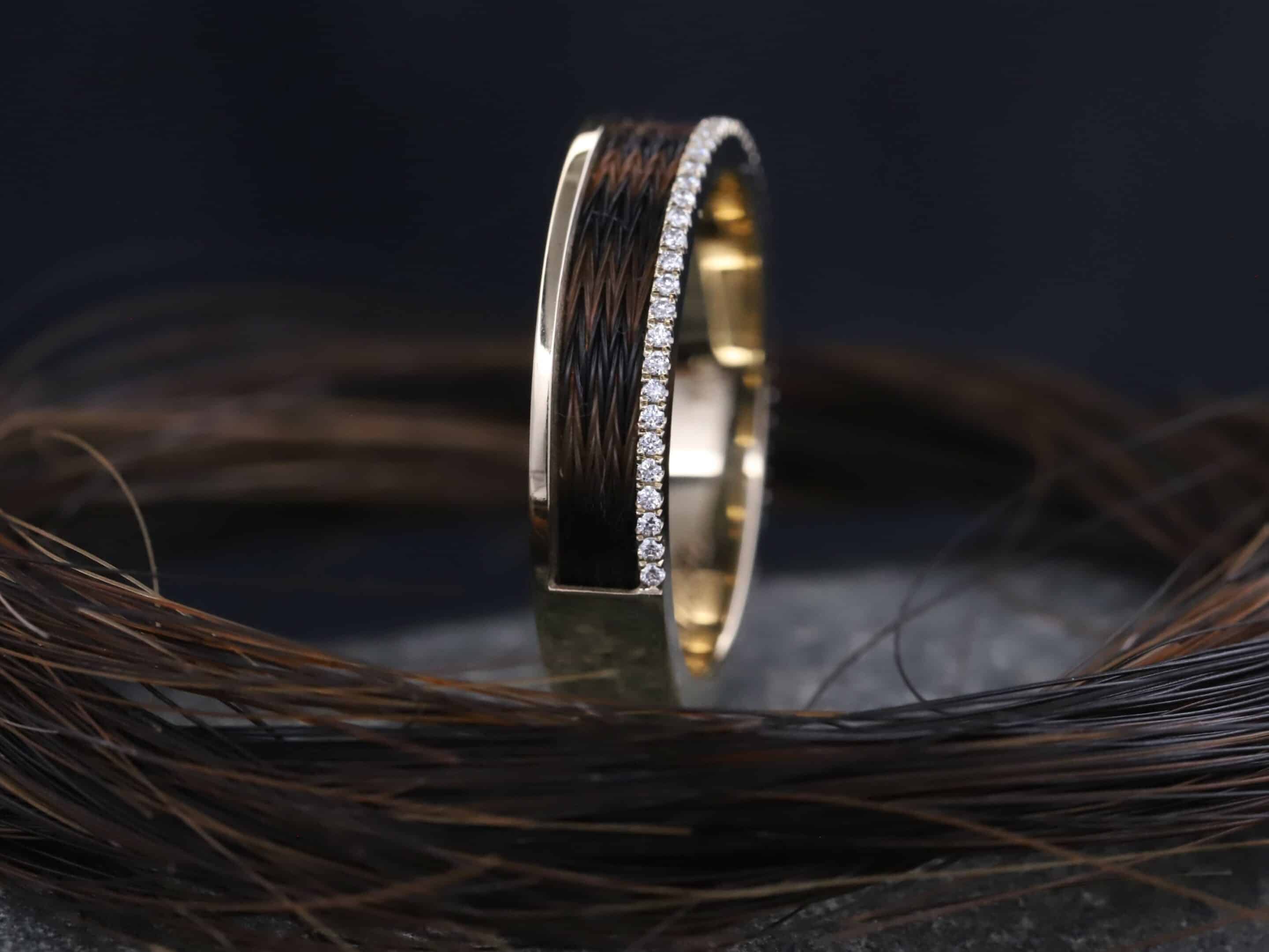 Pferdehaarring 585er Gelbgold mit Brillanten – Bild 12