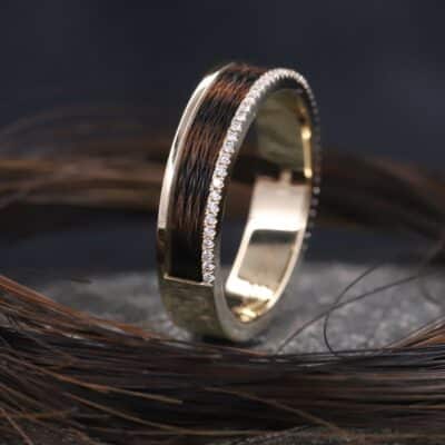 Pferdehaarring 585er Gelbgold mit Brillanten