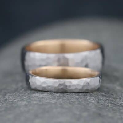 Trauringe in 950er Platin mit 750er Rosegold als Stecklötringe