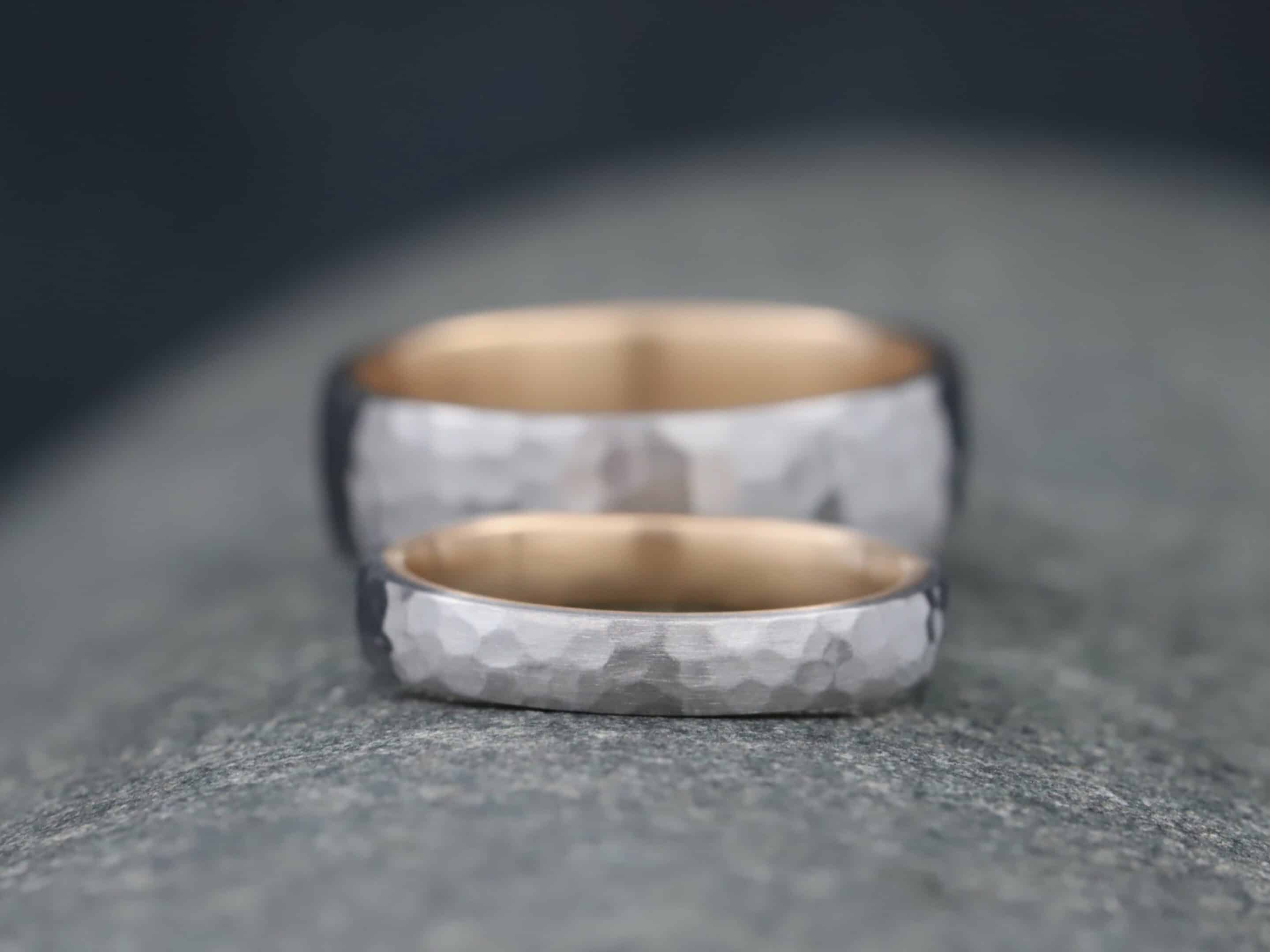 Trauringe in 950er Platin mit 750er Rosegold als Stecklötringe