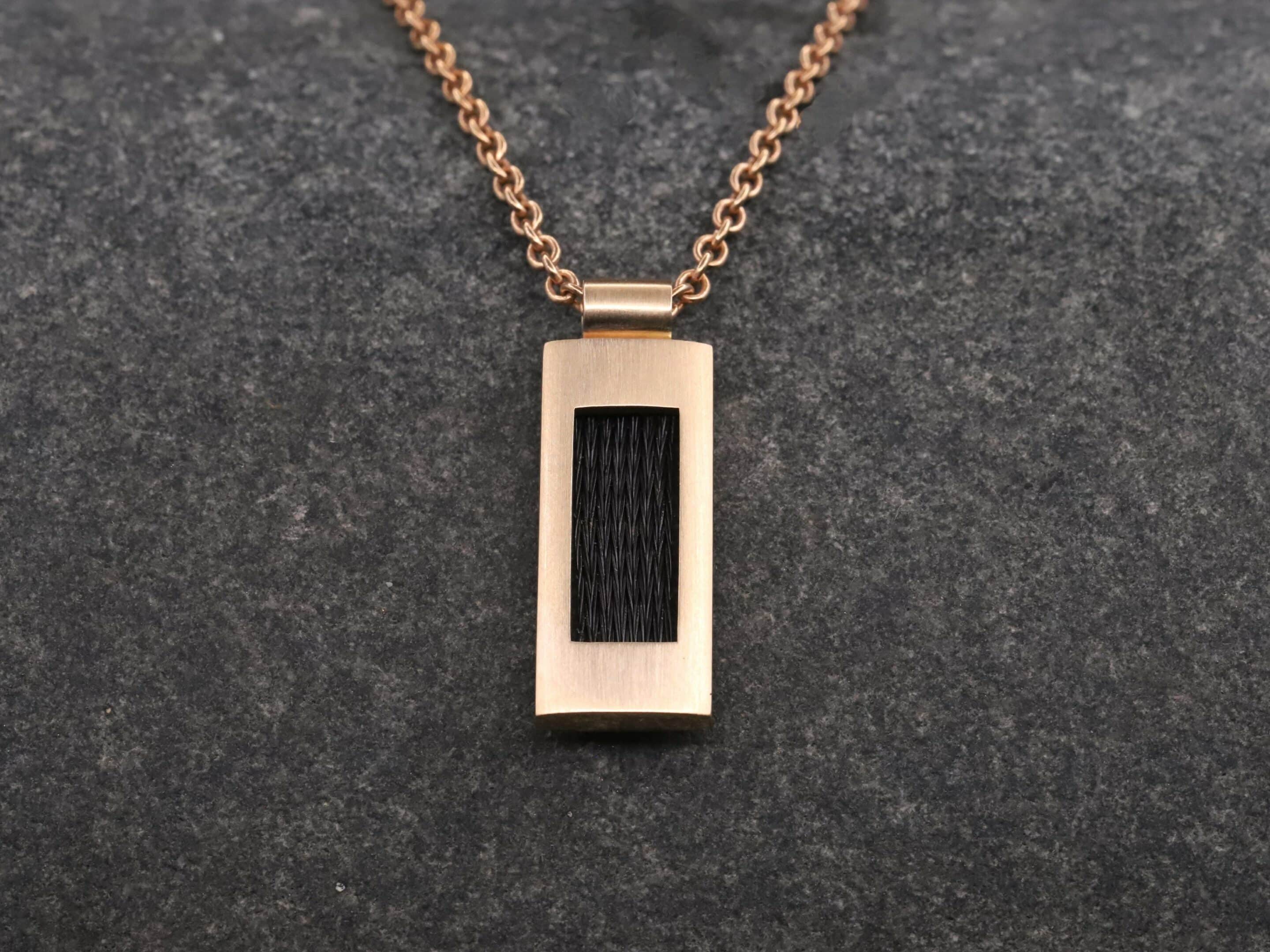 Kettenanhänger mit Pferdehaar 585er Rosegold Matt – Bild 6