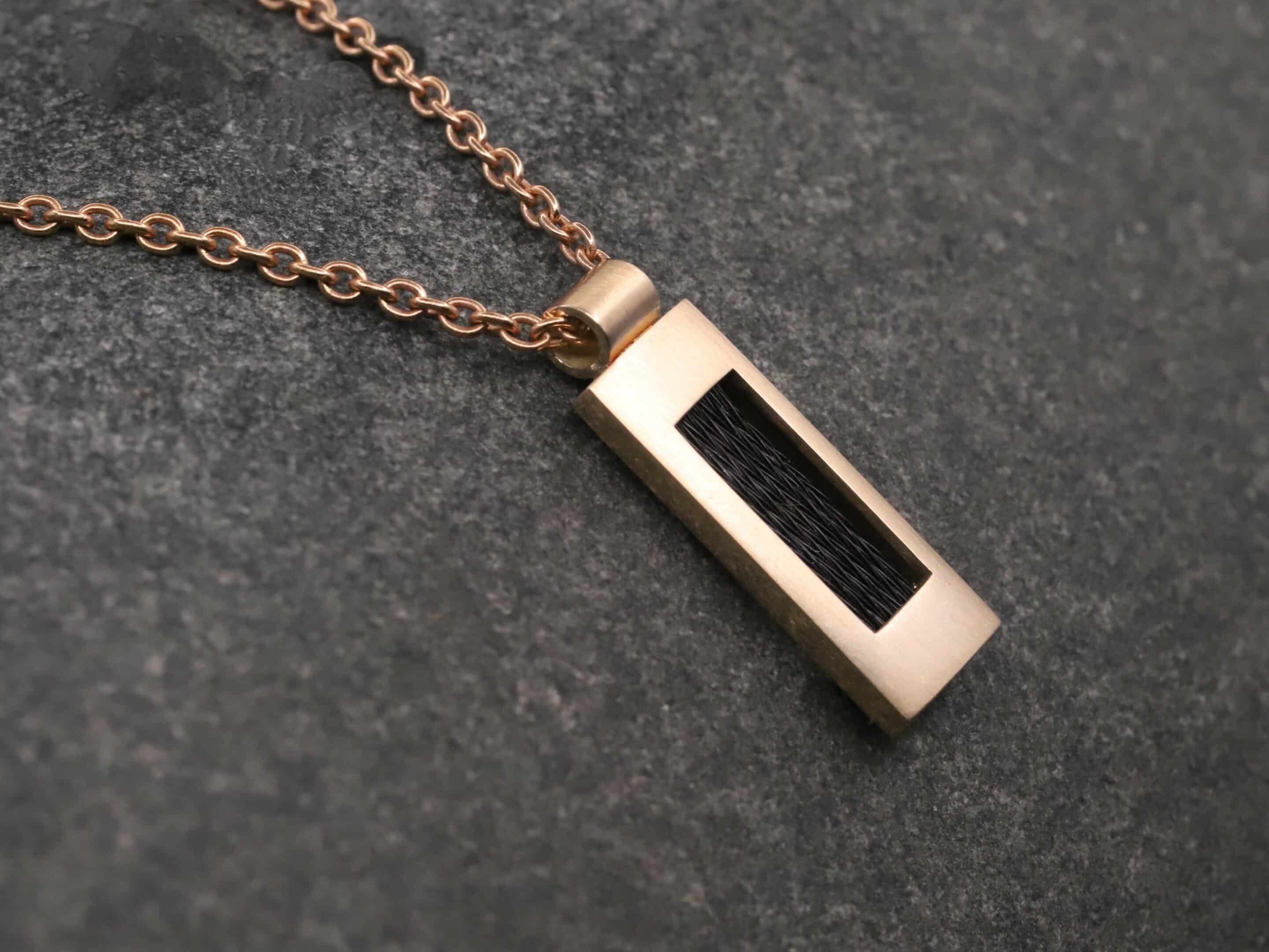 Kettenanhänger mit Pferdehaar 585er Rosegold Matt – Bild 7