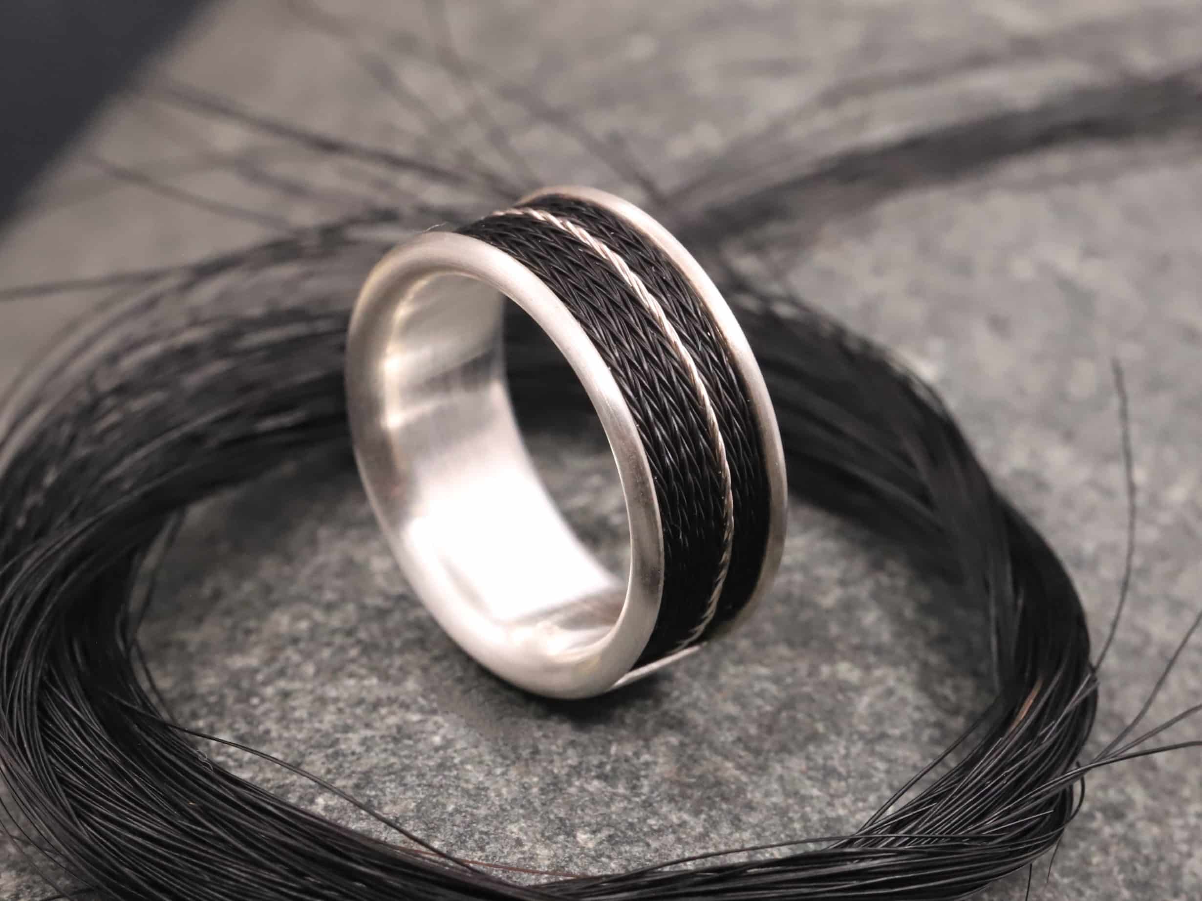 Pferdehaarring 925er Silber matt Komfort – Bild 5