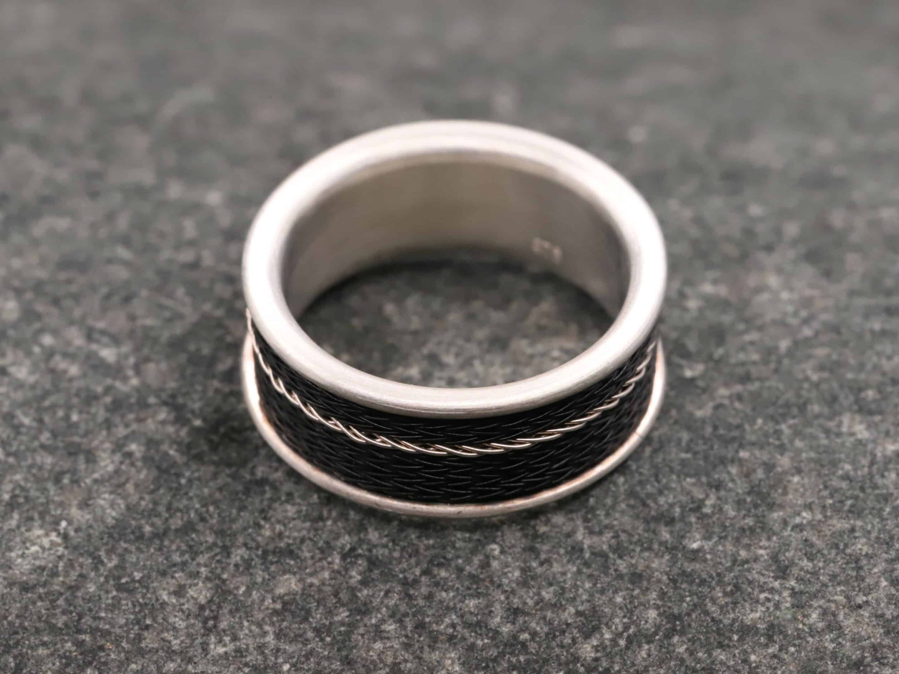 Pferdehaarring 925er Silber matt Komfort – Bild 7