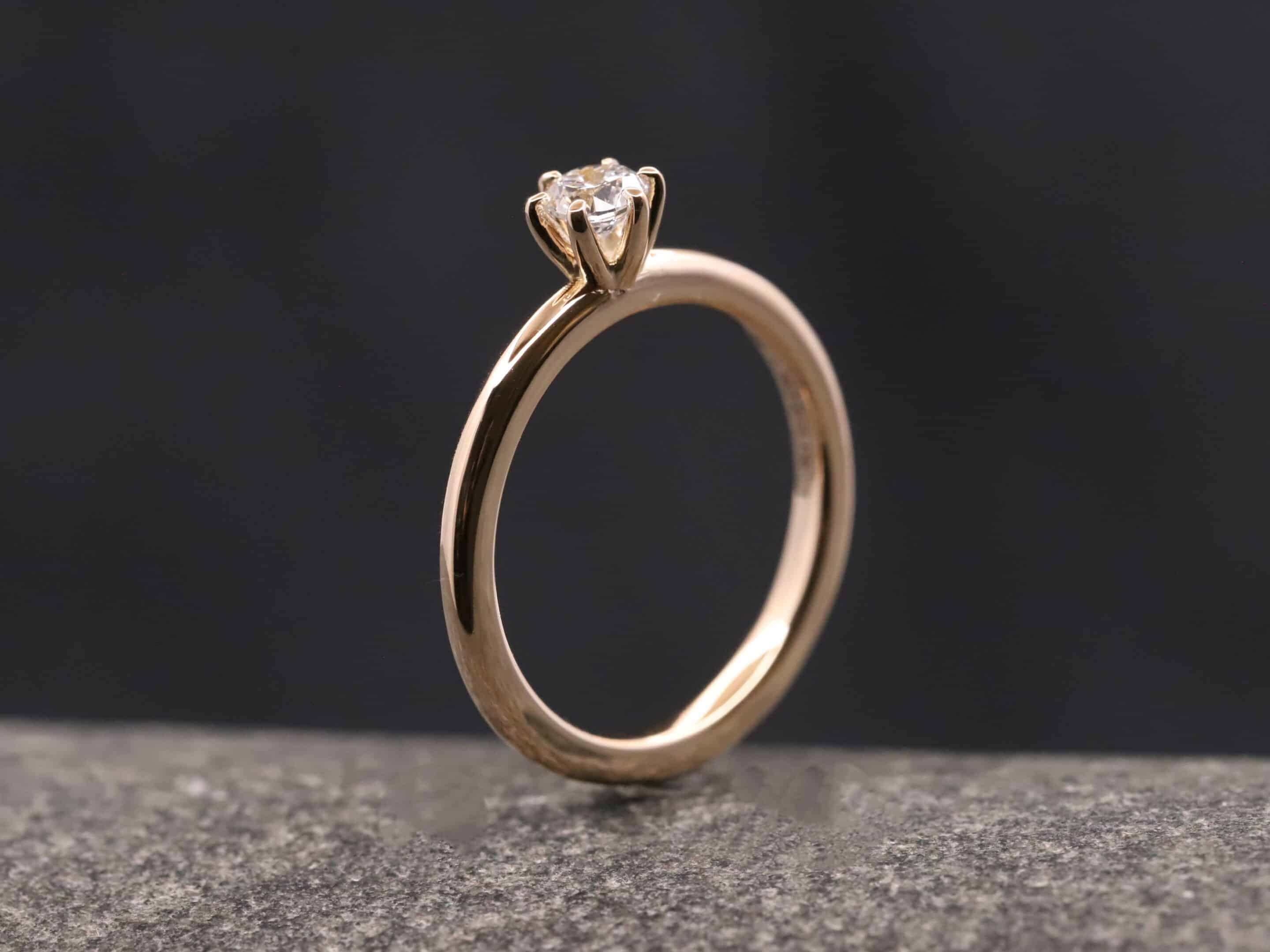 Verlobungsring 585er Rosegold mit 0,29ct synthetischem Brillant – Bild 6