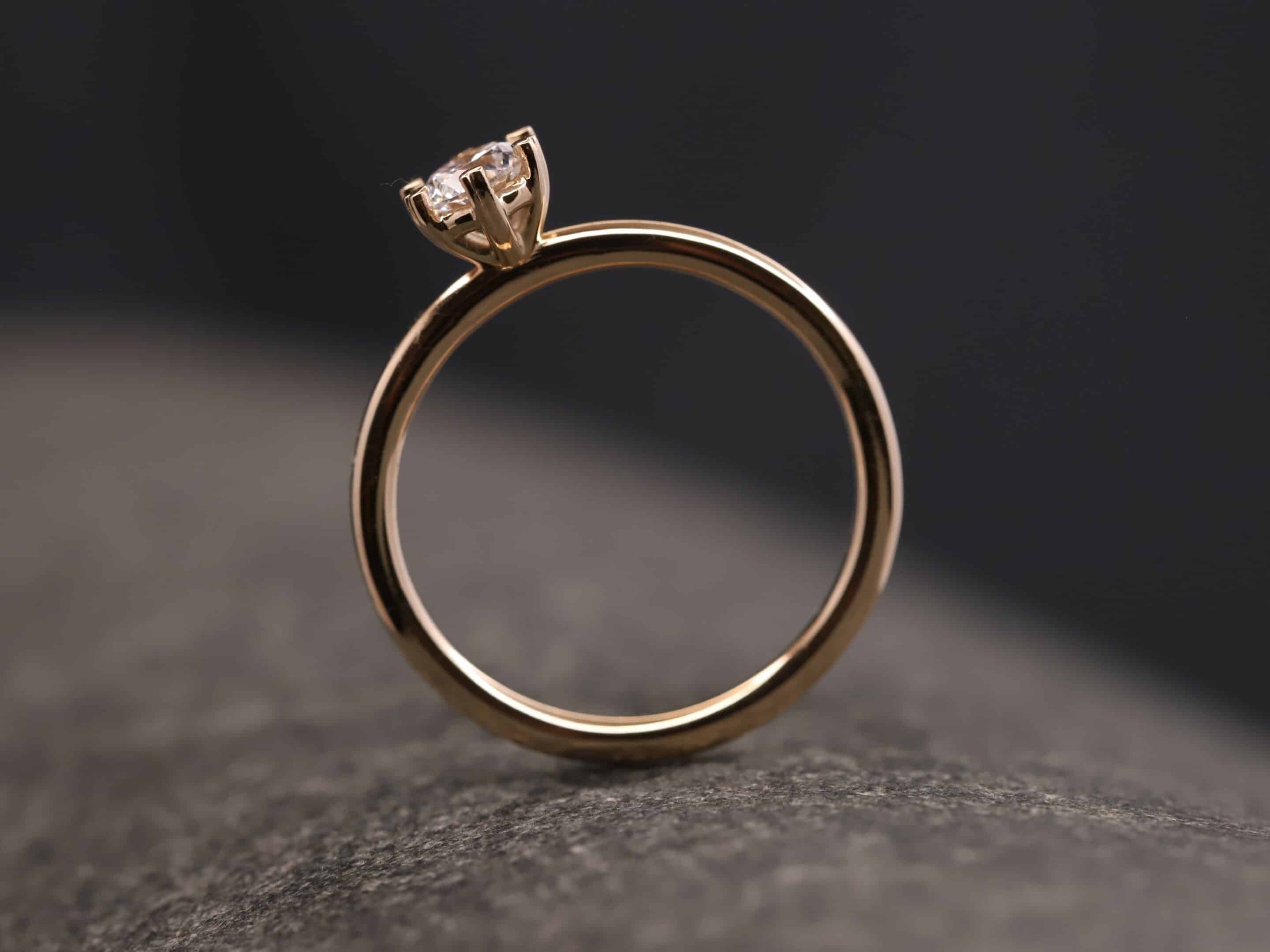 Verlobungsring 585er Rosegold mit 0,40ct synthetischem Diamanten im Brillantschliff – Bild 5