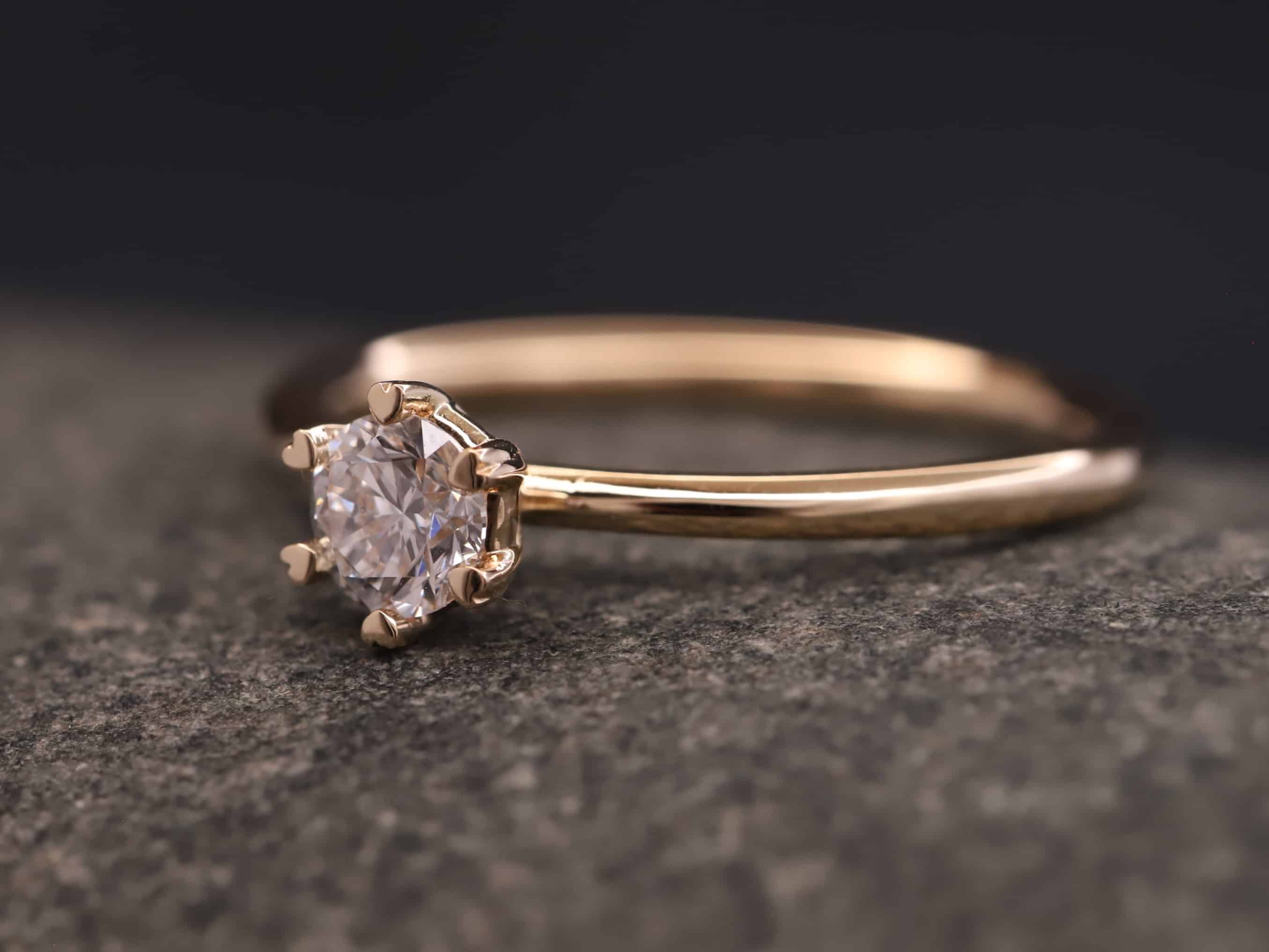Verlobungsring 585er Rosegold mit 0,40ct synthetischem Diamanten im Brillantschliff – Bild 7