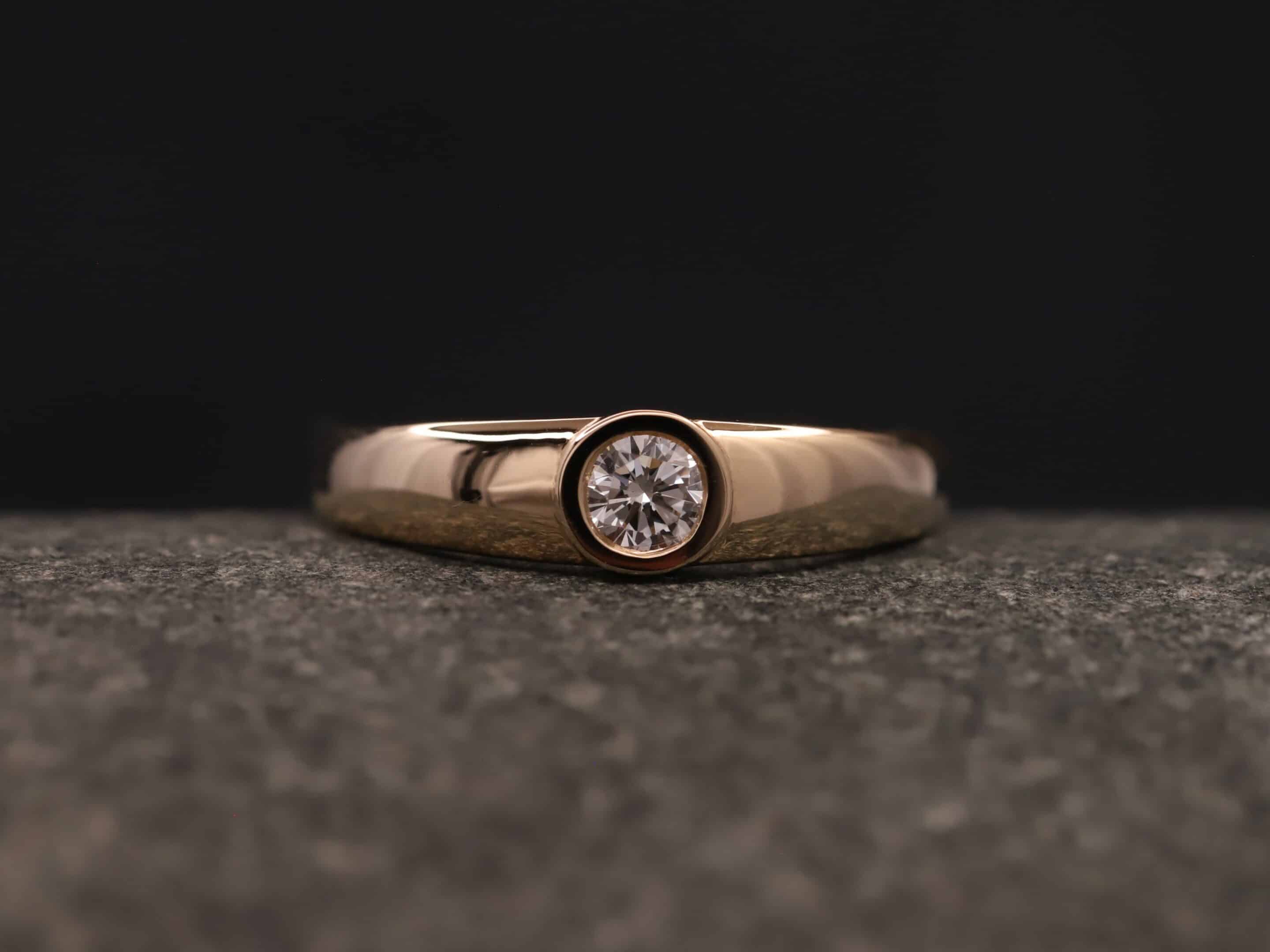 Verlobungsring 585er Rosegold mit 0,25ct synthetischem Diamanten im Brillantschliff – Bild 2