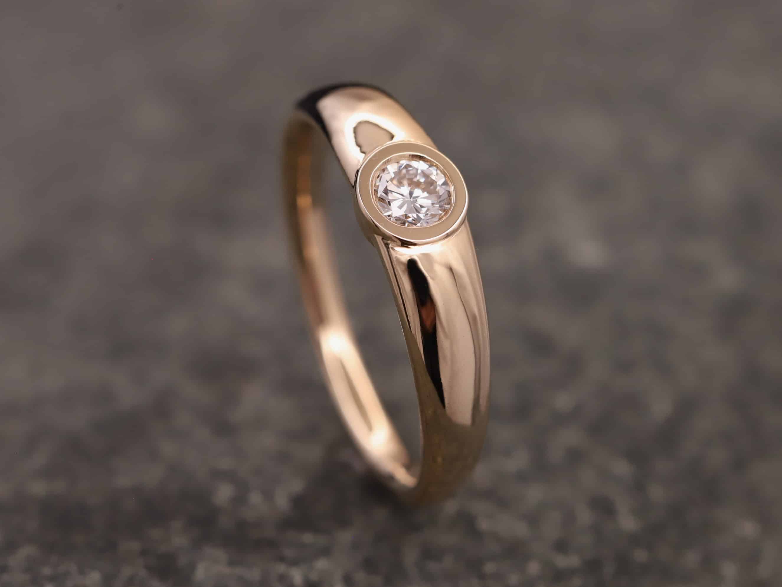 Verlobungsring 585er Rosegold mit 0,25ct synthetischem Diamanten im Brillantschliff – Bild 5
