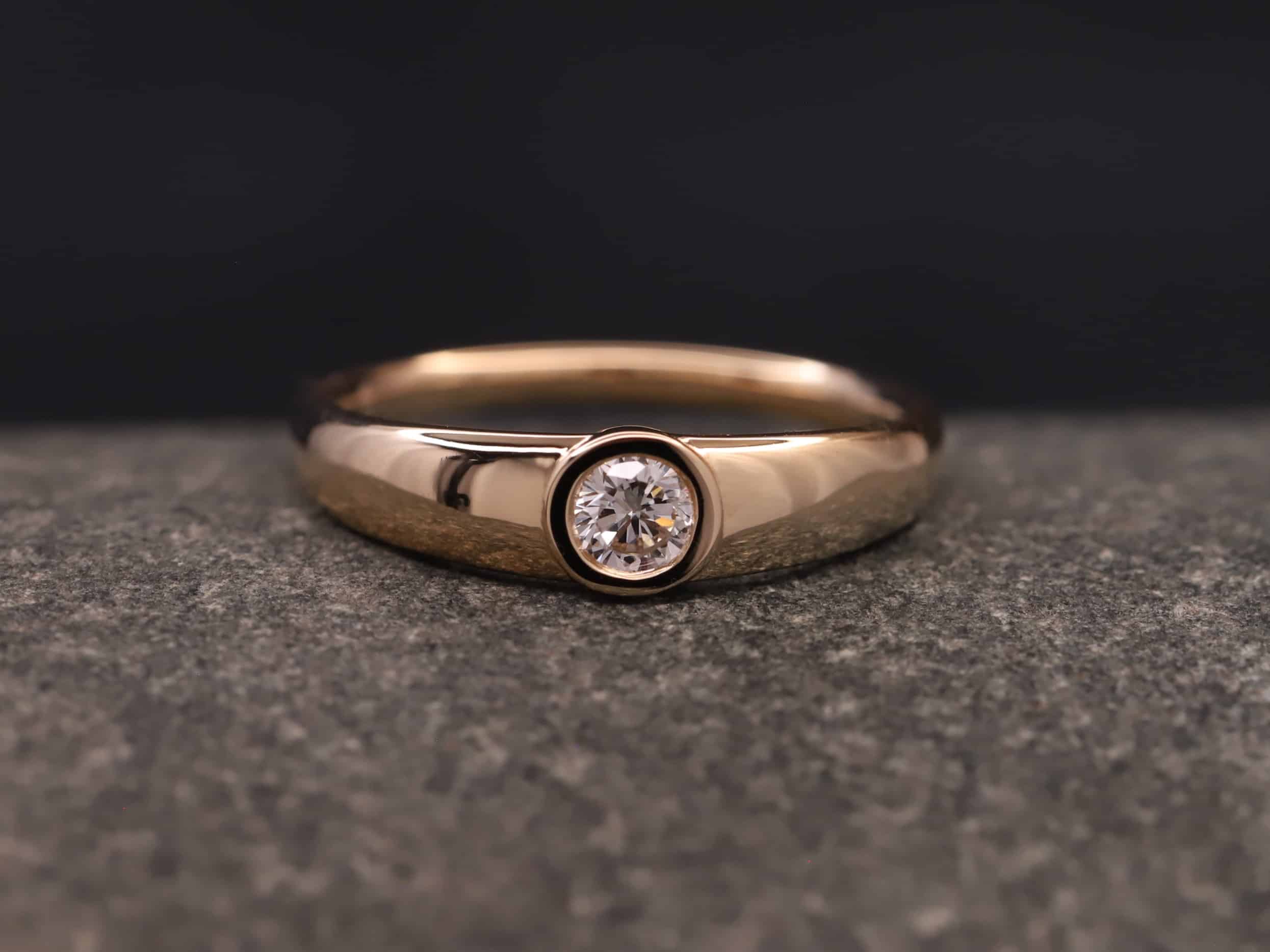 Verlobungsring 585er Rosegold mit 0,25ct synthetischem Diamanten im Brillantschliff