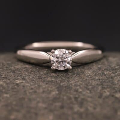 Verlobungsring 950er Platin mit 0,40ct synthetischem Diamanten im Brillantschliff