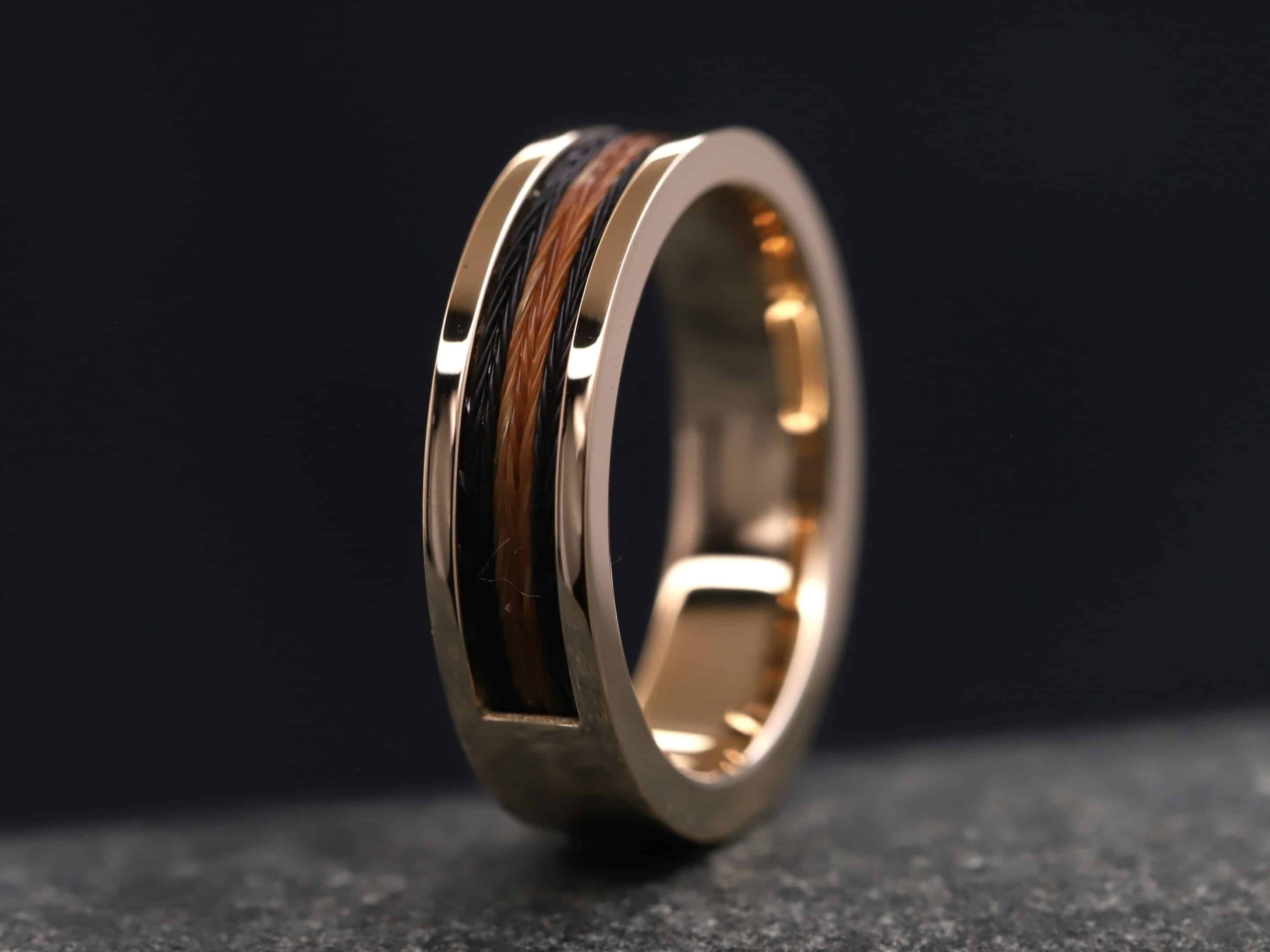 Pferdehaarring 585er Rosegold poliert mit 15 Brillanten seitlich eingefasst – Bild 2