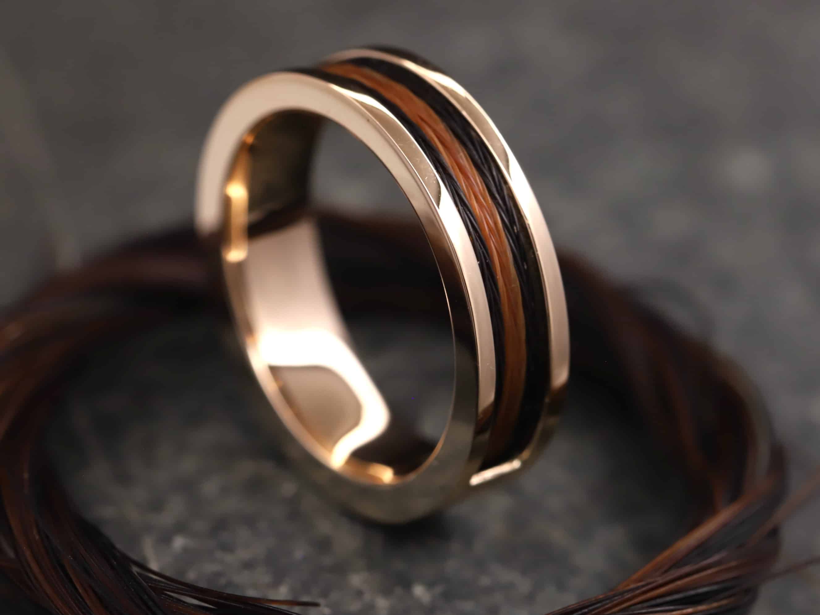 Pferdehaarring 585er Rosegold poliert mit 15 Brillanten seitlich eingefasst – Bild 3