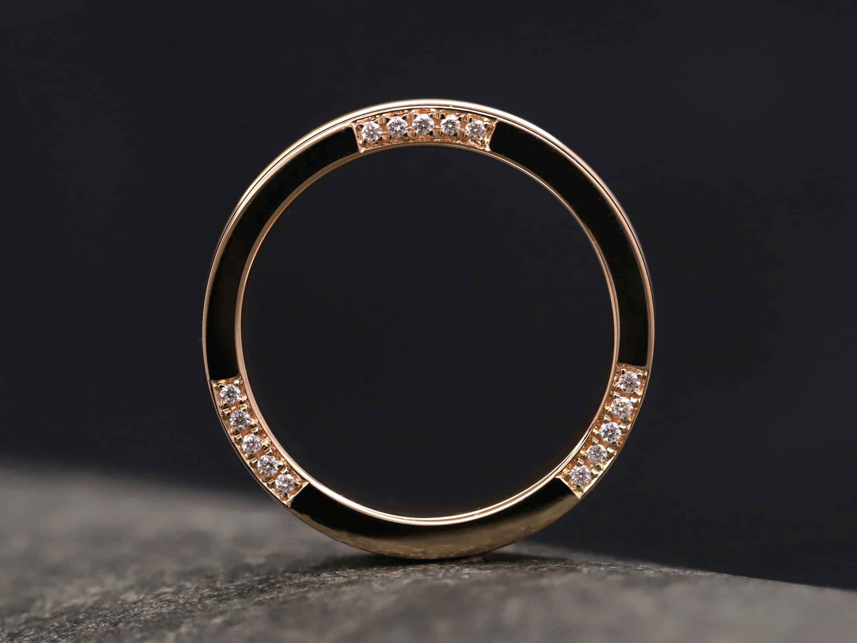 Pferdehaarring 585er Rosegold poliert mit 15 Brillanten seitlich eingefasst – Bild 5