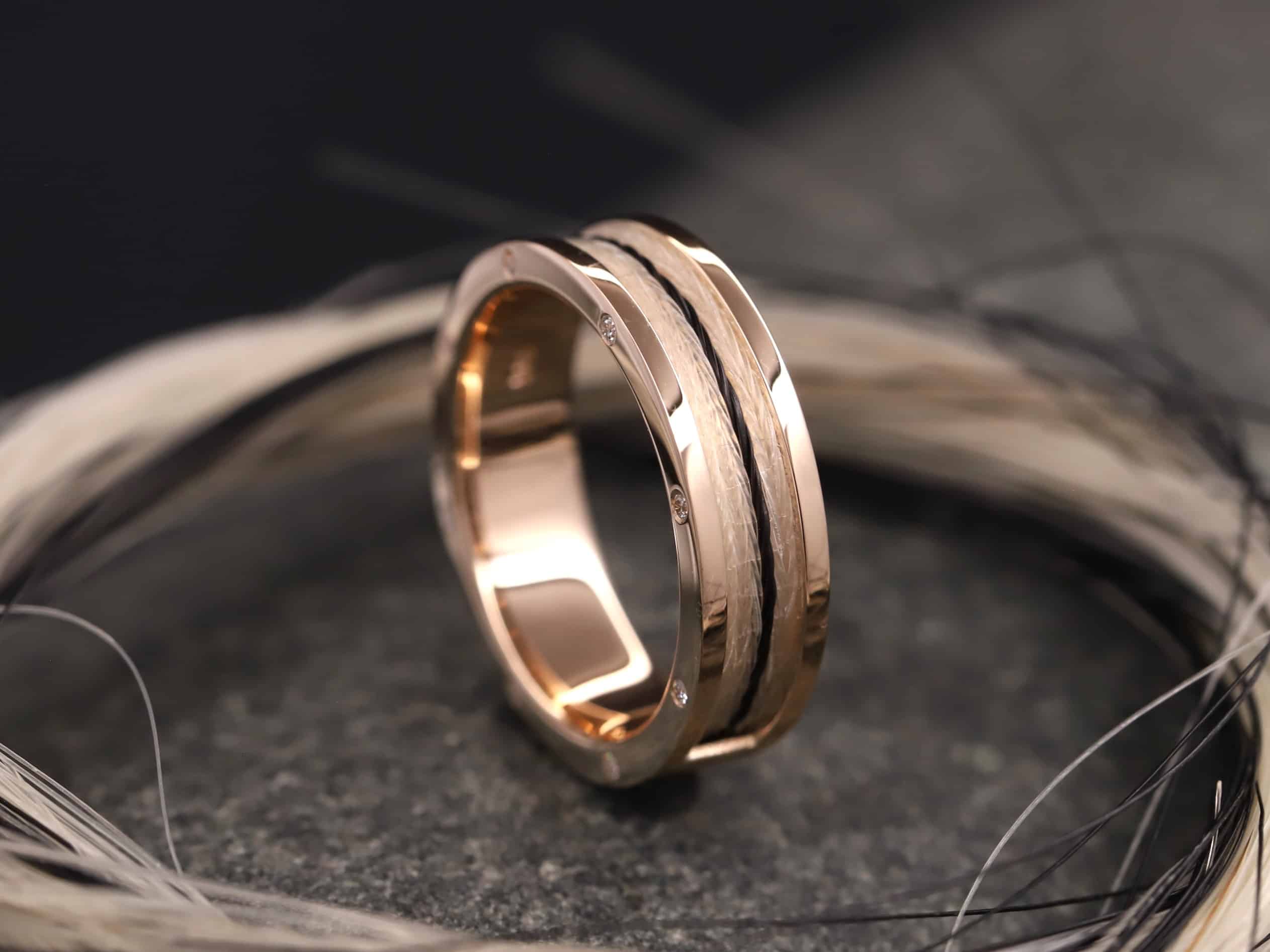 Pferdehaarring 585er Rosegold poliert mit 8 Brillanten seitlich eingefasst – Bild 11