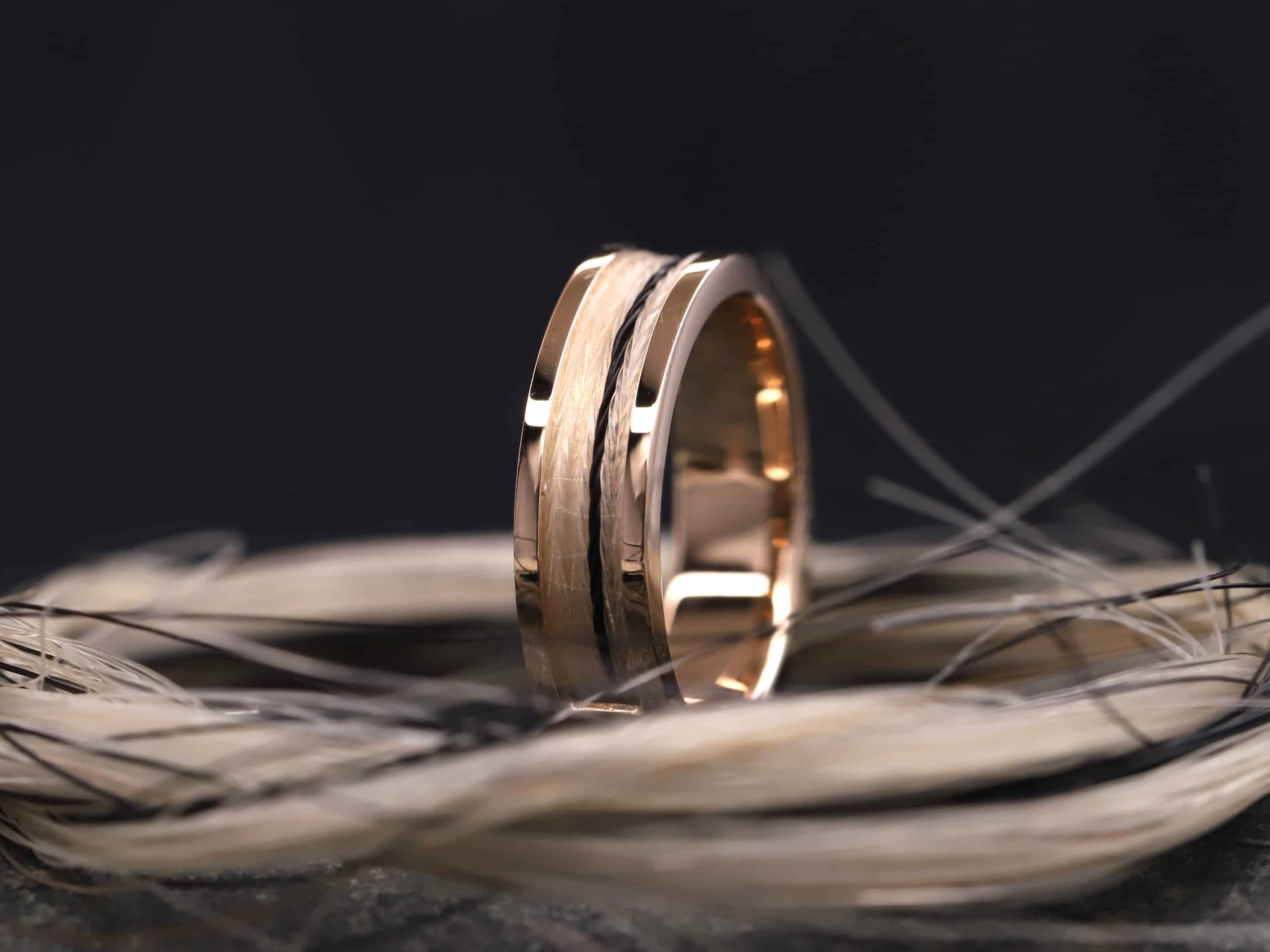 Pferdehaarring 585er Rosegold poliert mit 8 Brillanten seitlich eingefasst – Bild 12