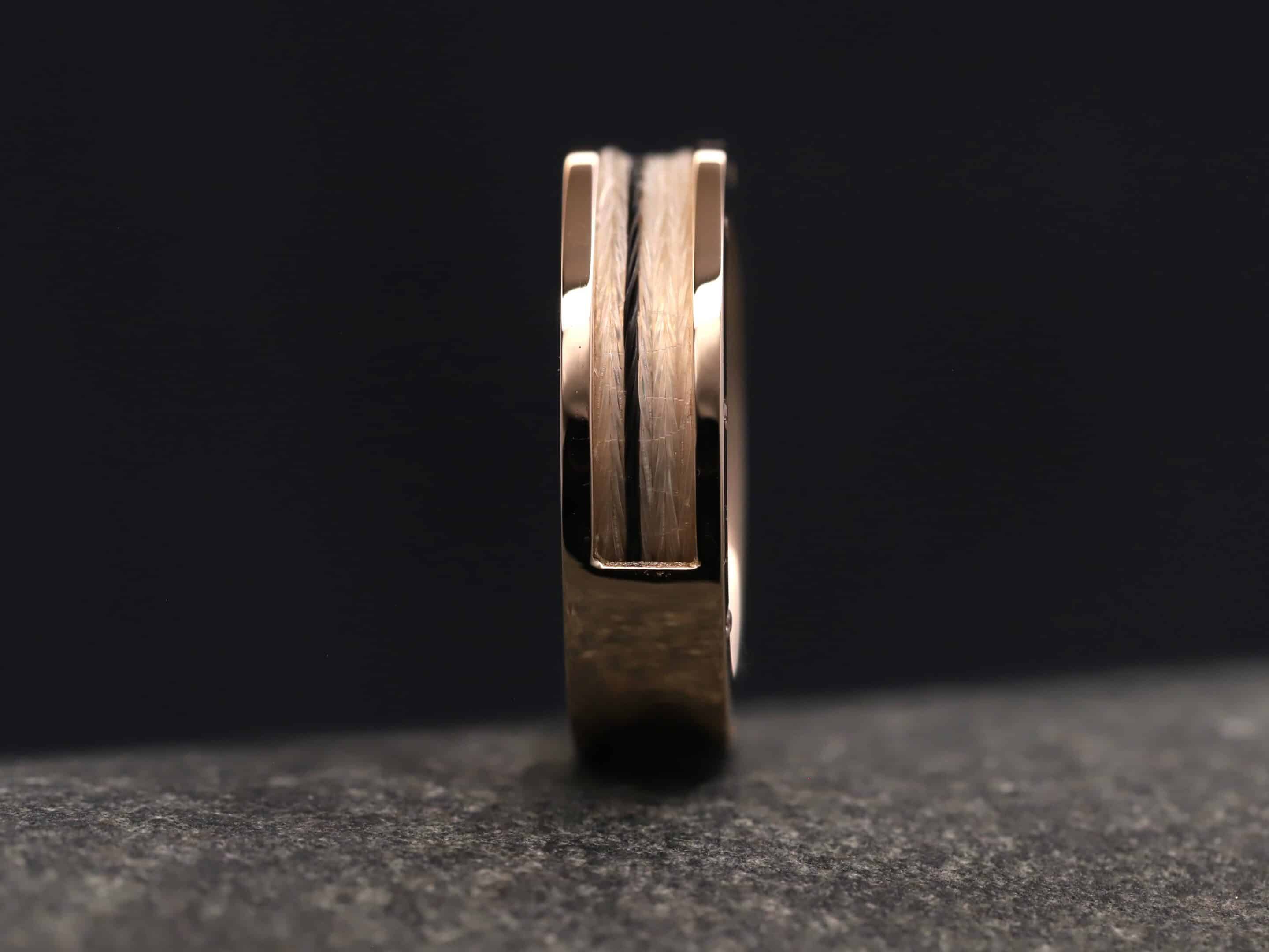 Pferdehaarring 585er Rosegold poliert mit 8 Brillanten seitlich eingefasst – Bild 5
