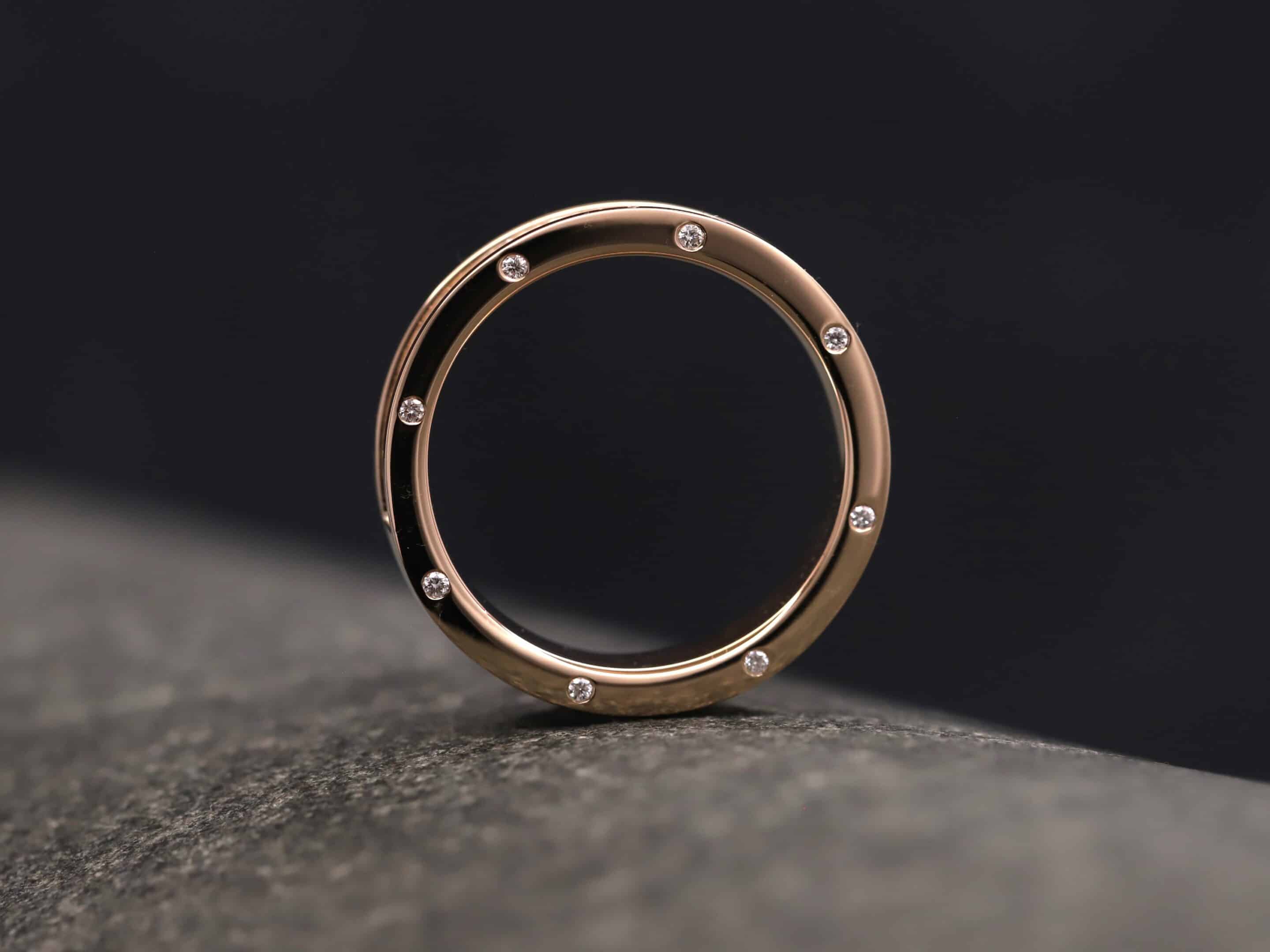 Pferdehaarring 585er Rosegold poliert mit 8 Brillanten seitlich eingefasst – Bild 6