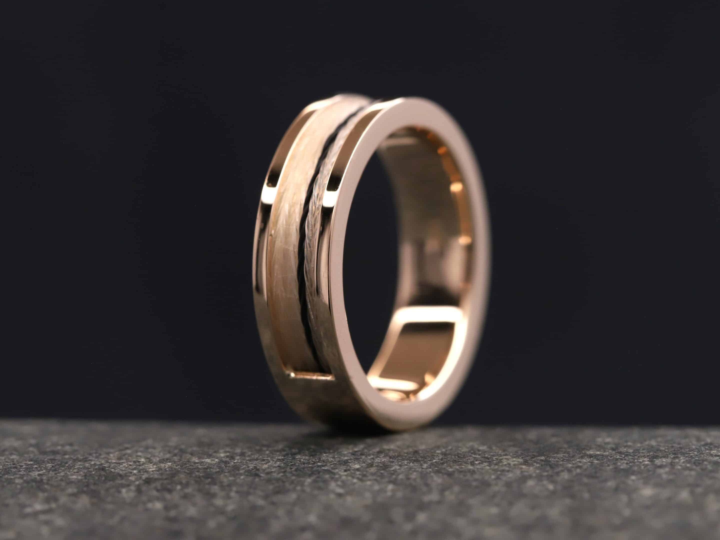 Pferdehaarring 585er Rosegold poliert mit 8 Brillanten seitlich eingefasst – Bild 7