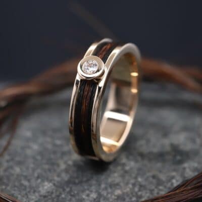 Pferdehaarring 585er Rosegold poliert mit Brillant
