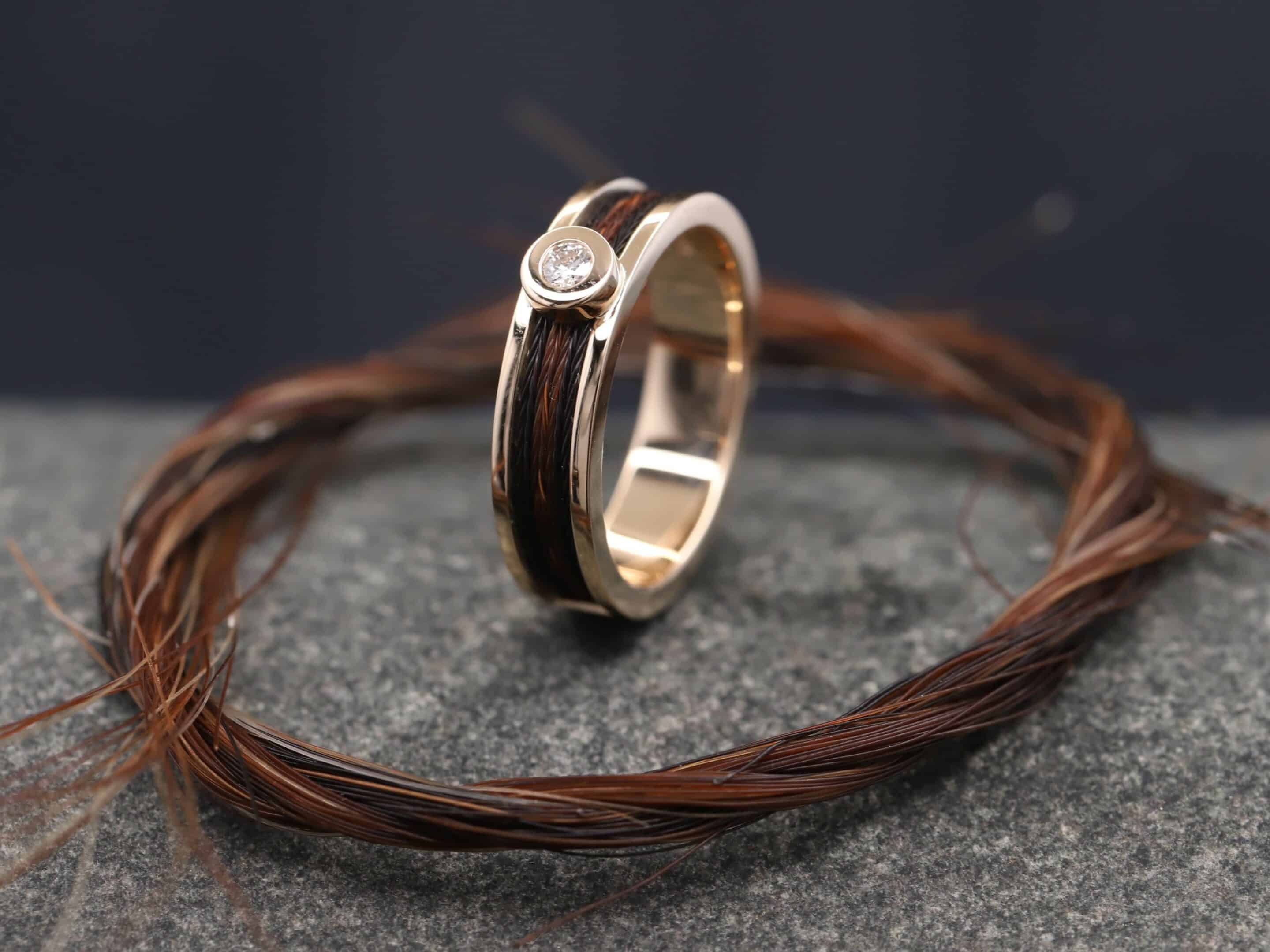 Pferdehaarring 585er Rosegold poliert mit Brillant – Bild 8
