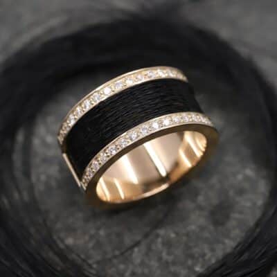 Pferdehaarring 585er Rosegold mit Brillanten