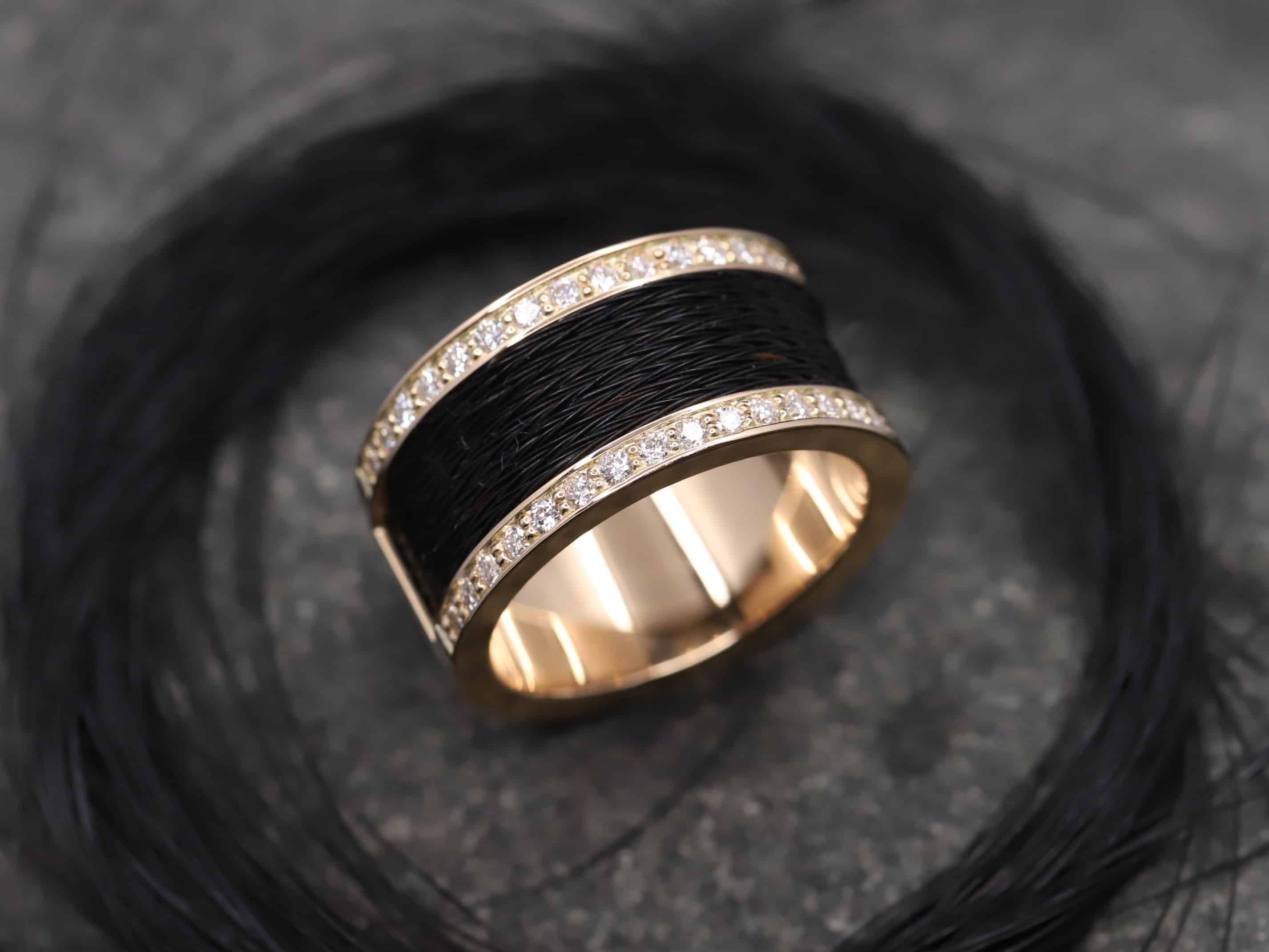 Pferdehaarring 585er Rosegold mit Brillanten
