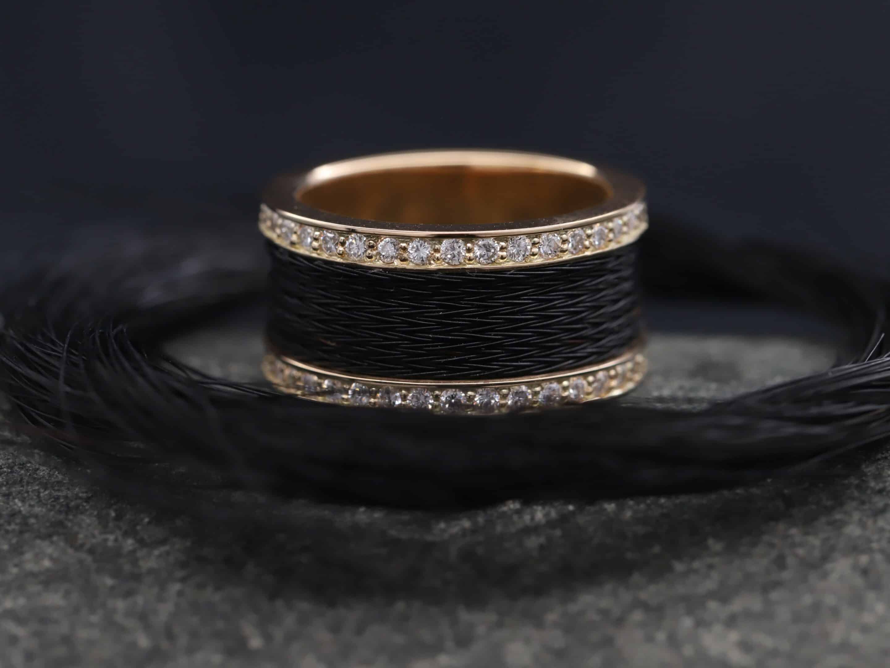 Pferdehaarring 585er Rosegold mit Brillanten – Bild 2